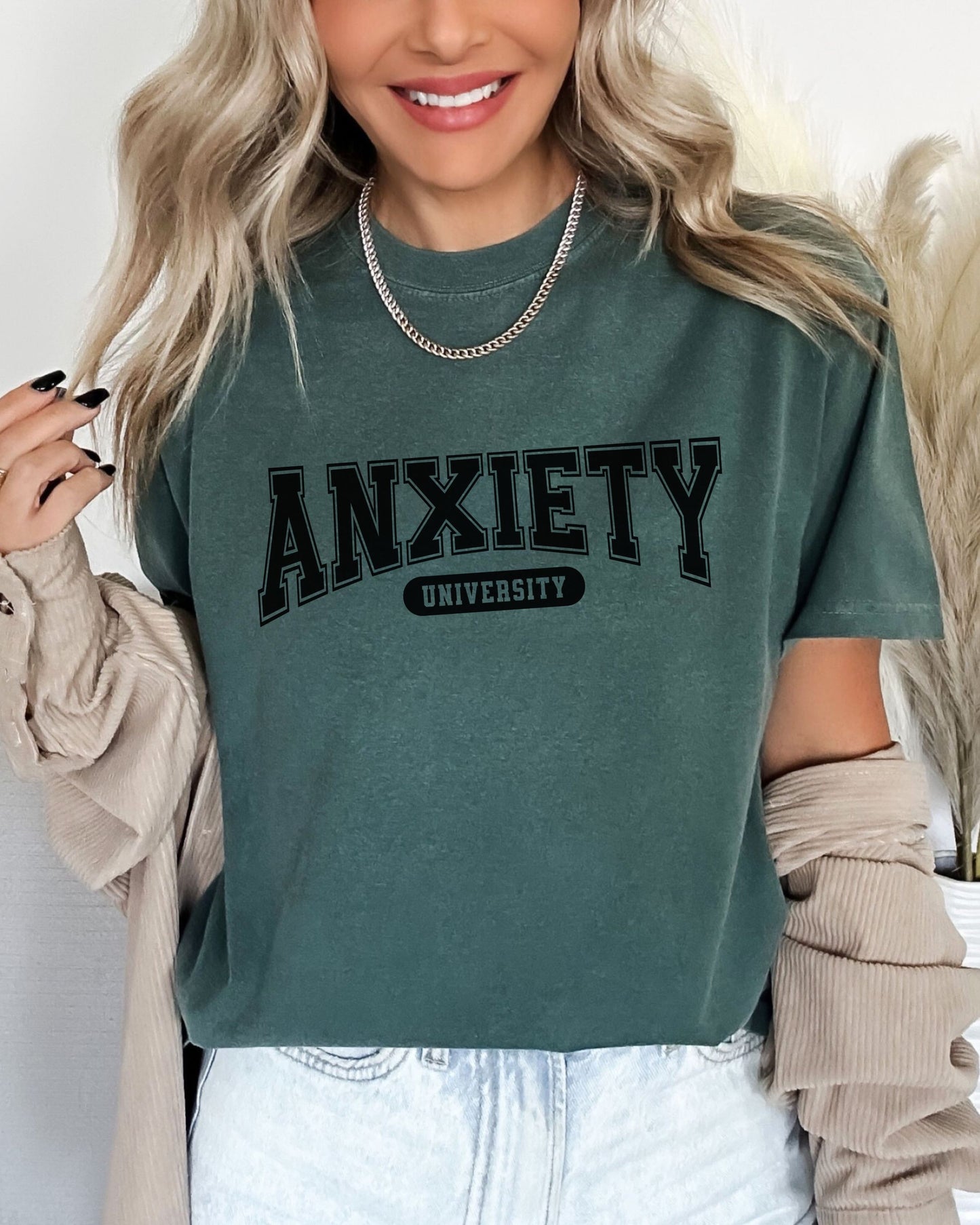 Anxiety University T-Shirt - Comfort Colors Collegiate Mental Health Tee