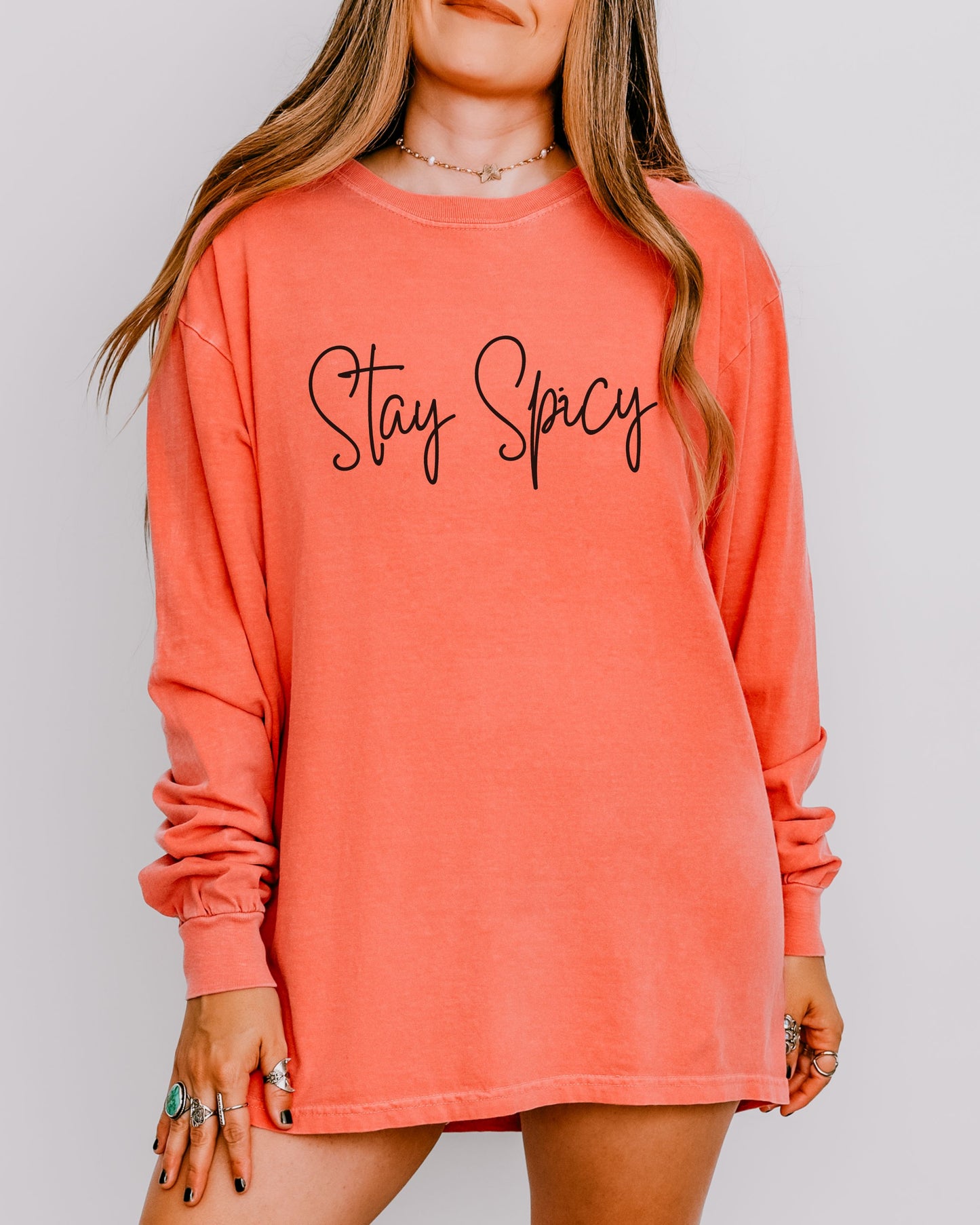 Stay Spicy Comfort Colors Long Sleeve Shirt – Sassy Graphic Tee with Bold Attitude