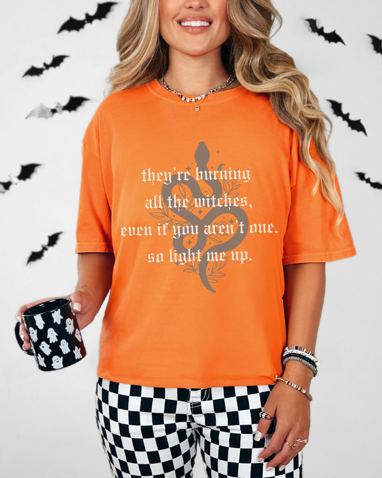 Witchy Vibes T-Shirt – Comfort Colors Witches Burn Gothic Celestial Snake Graphic Tee