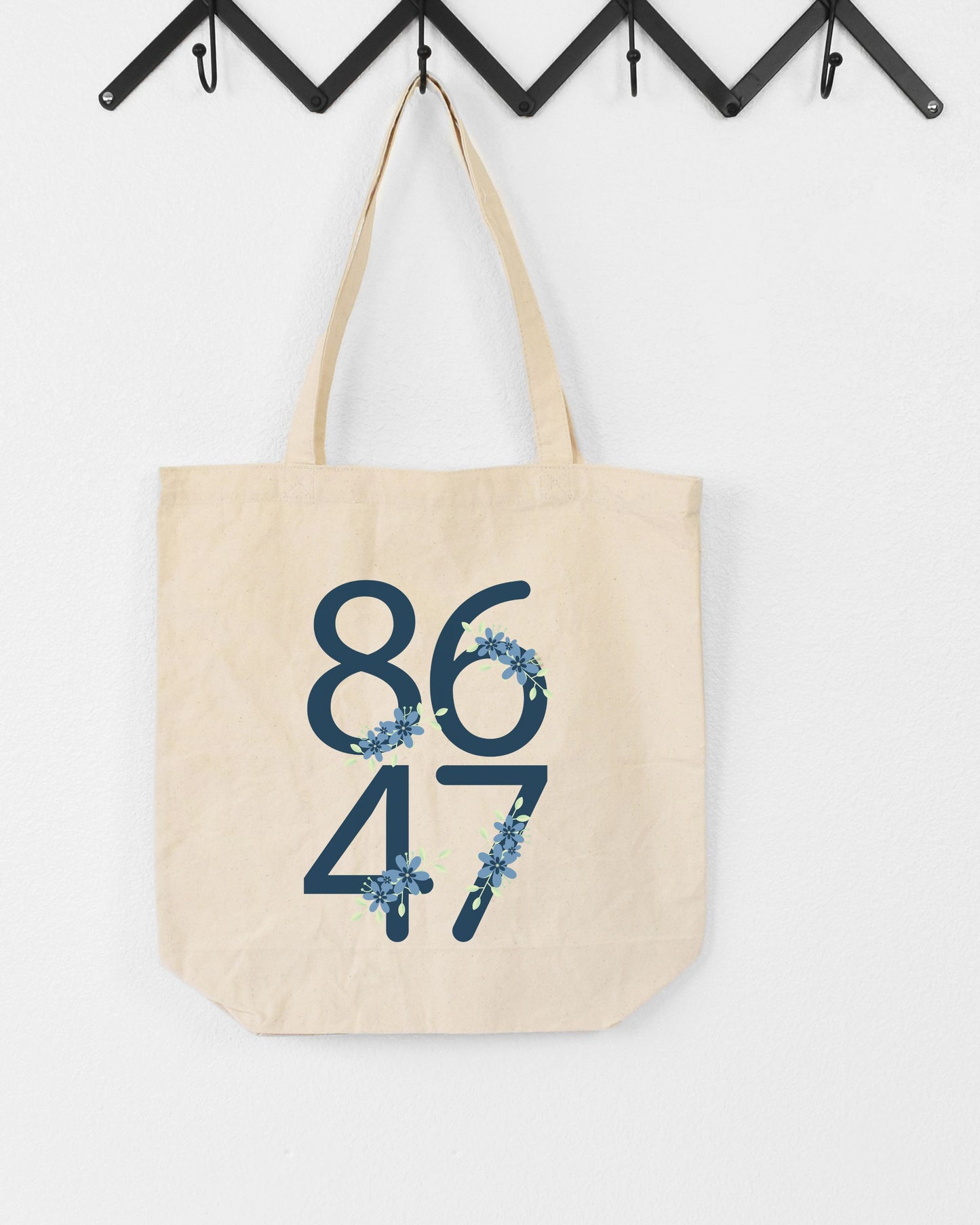 Floral 8647 Tote Bag – Minimalist Anti-Trump Political Canvas Bag