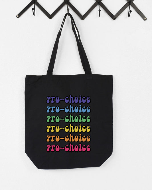 Pro-Choice Tote Bag – Canvas Feminist Bag with Retro Rainbow Graphic