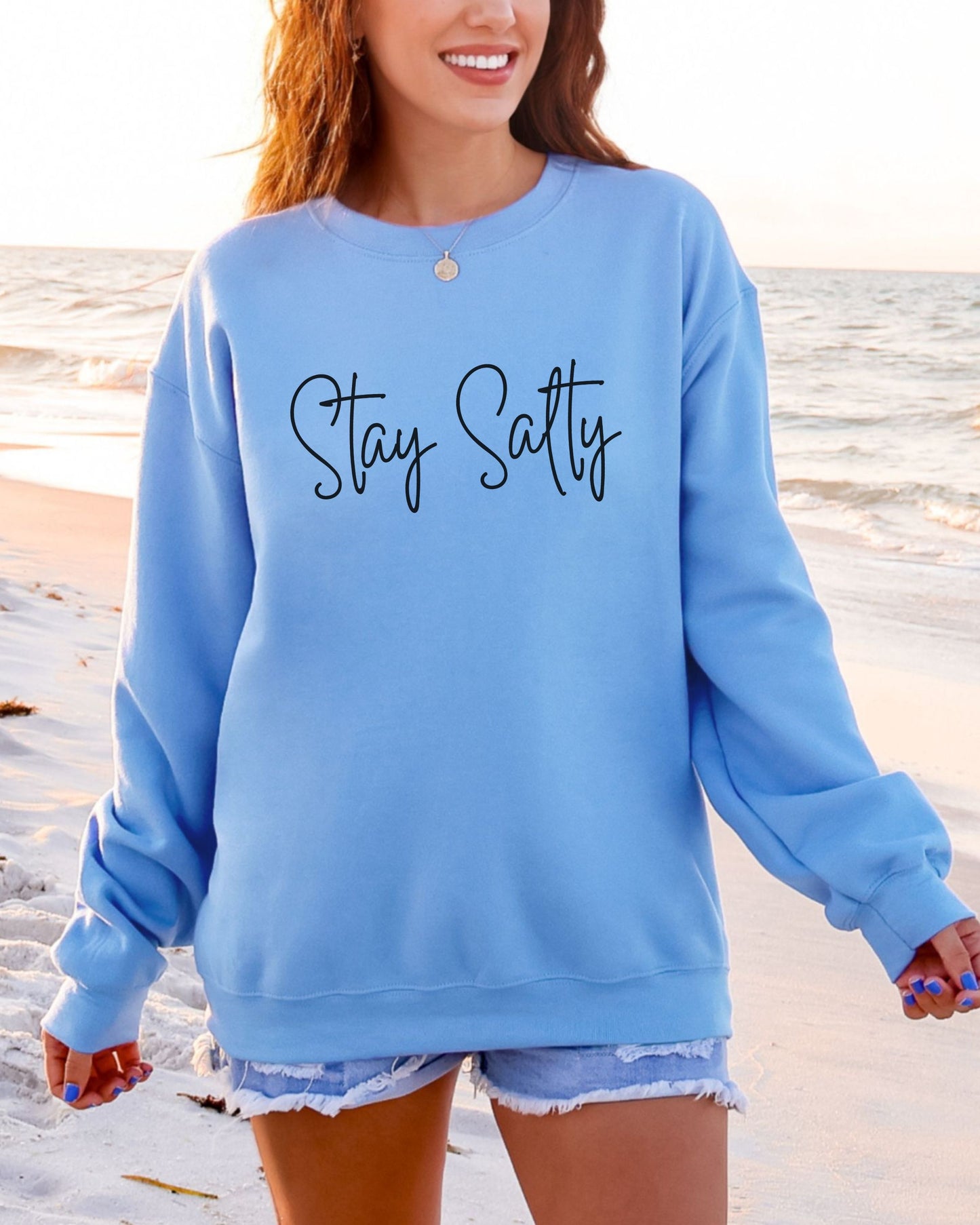Stay Salty Sweatshirt – Coastal Gildan Crewneck Graphic Pullover
