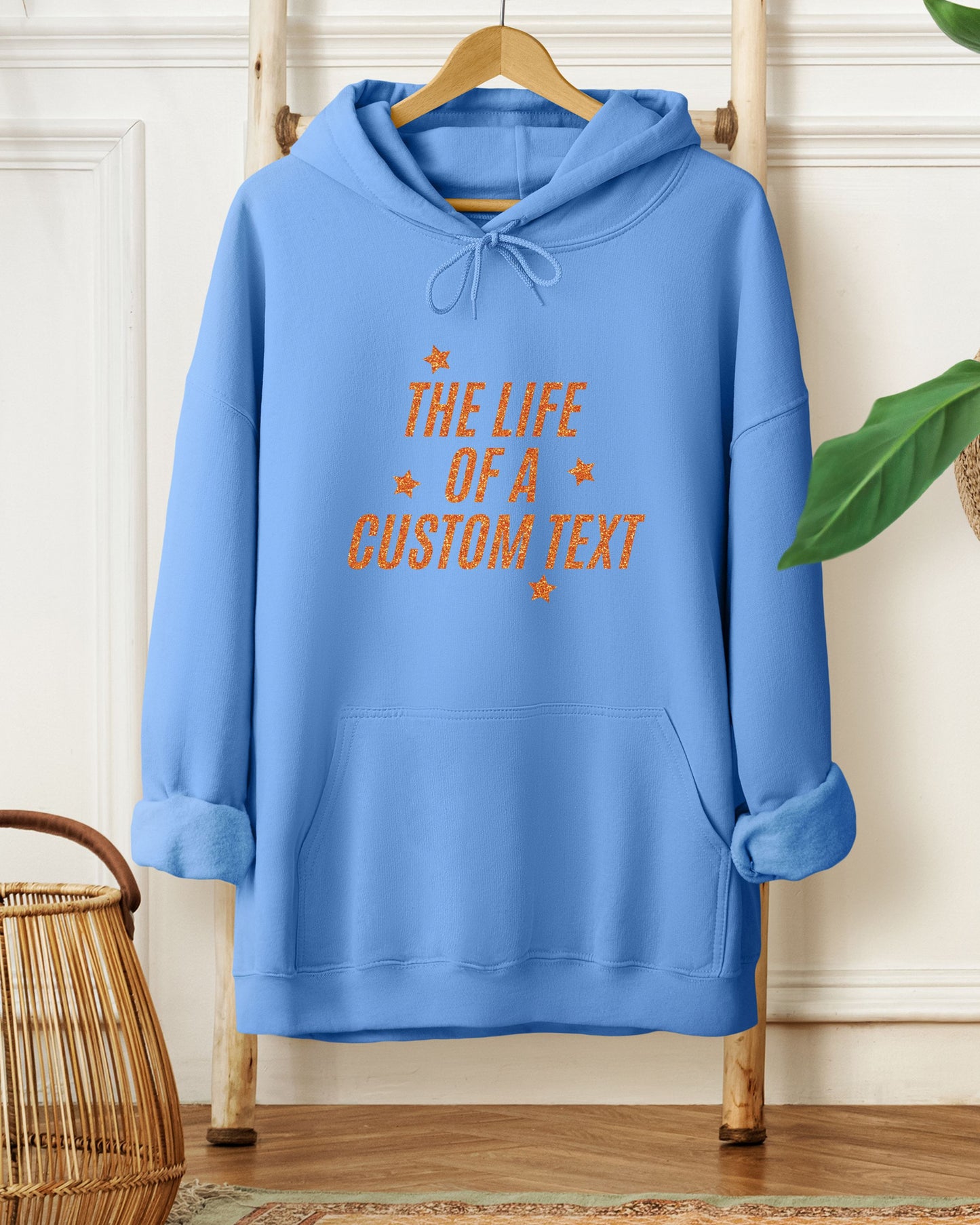 The Life Of A… Custom Hoodie – Gildan Glitter-Effect Printed Personalized Pullover