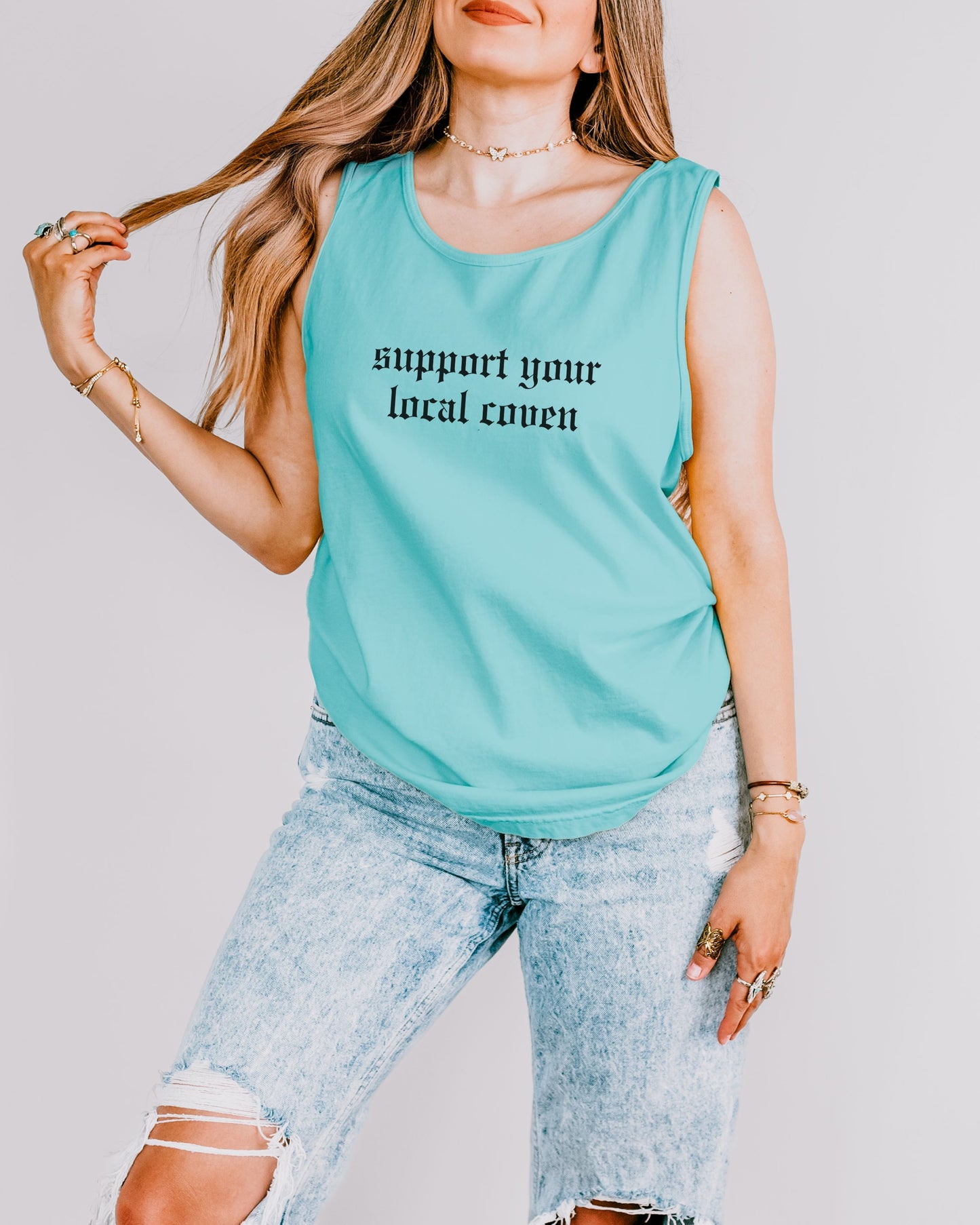 Support Your Local Coven Tank Top – Comfort Colors Gothic Witchy Tee