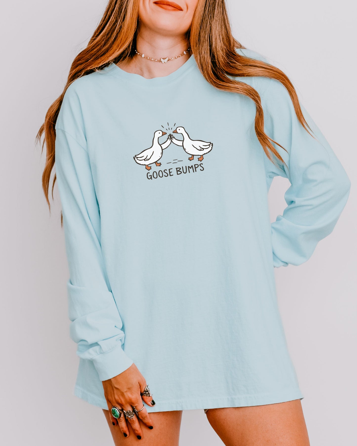 Goose Bumps Long Sleeve Shirt – Comfort Colors Funny Goose Wing Bump Tee