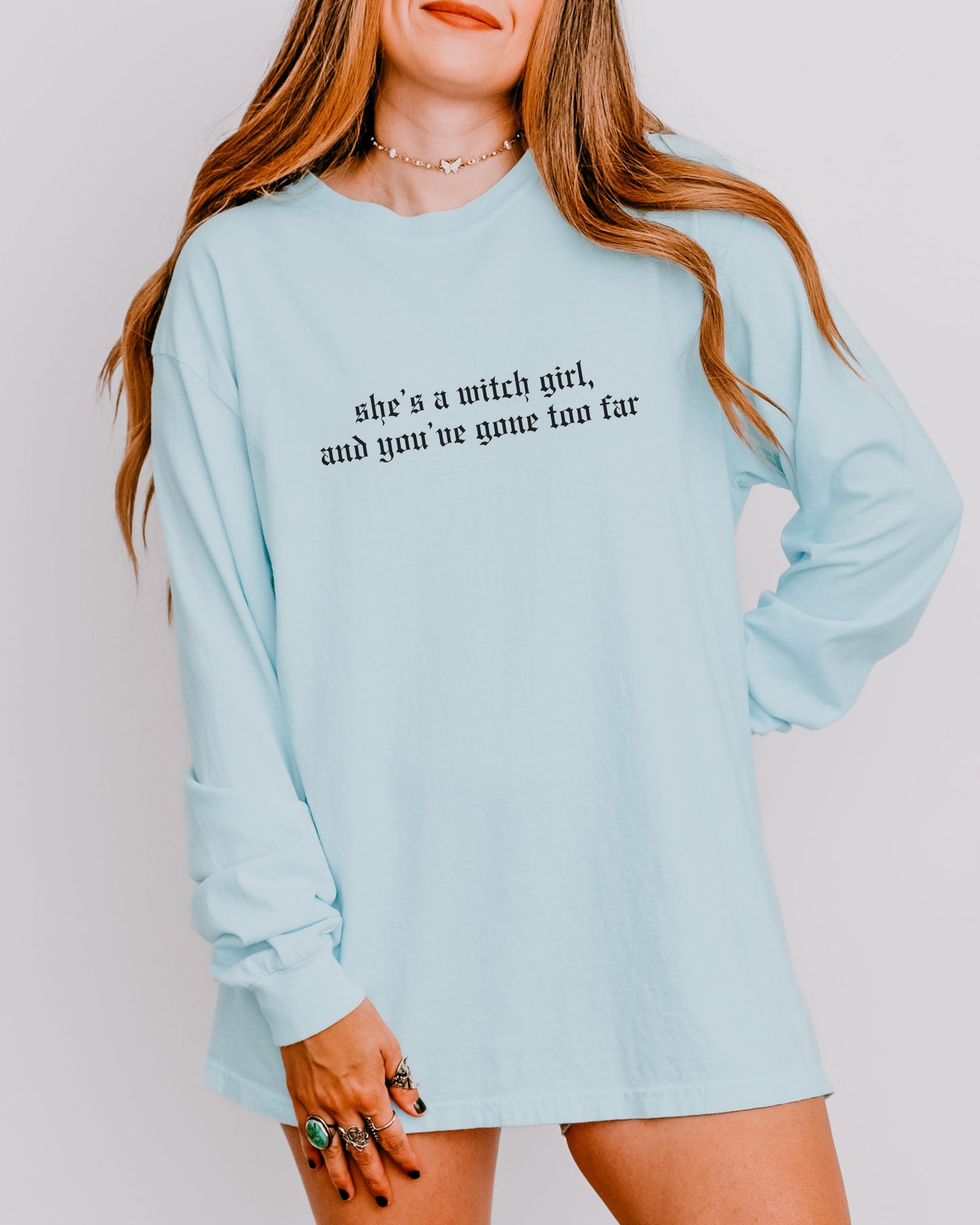 She’s a Witch Girl Long Sleeve Shirt – Comfort Colors Gothic Feminist Tee