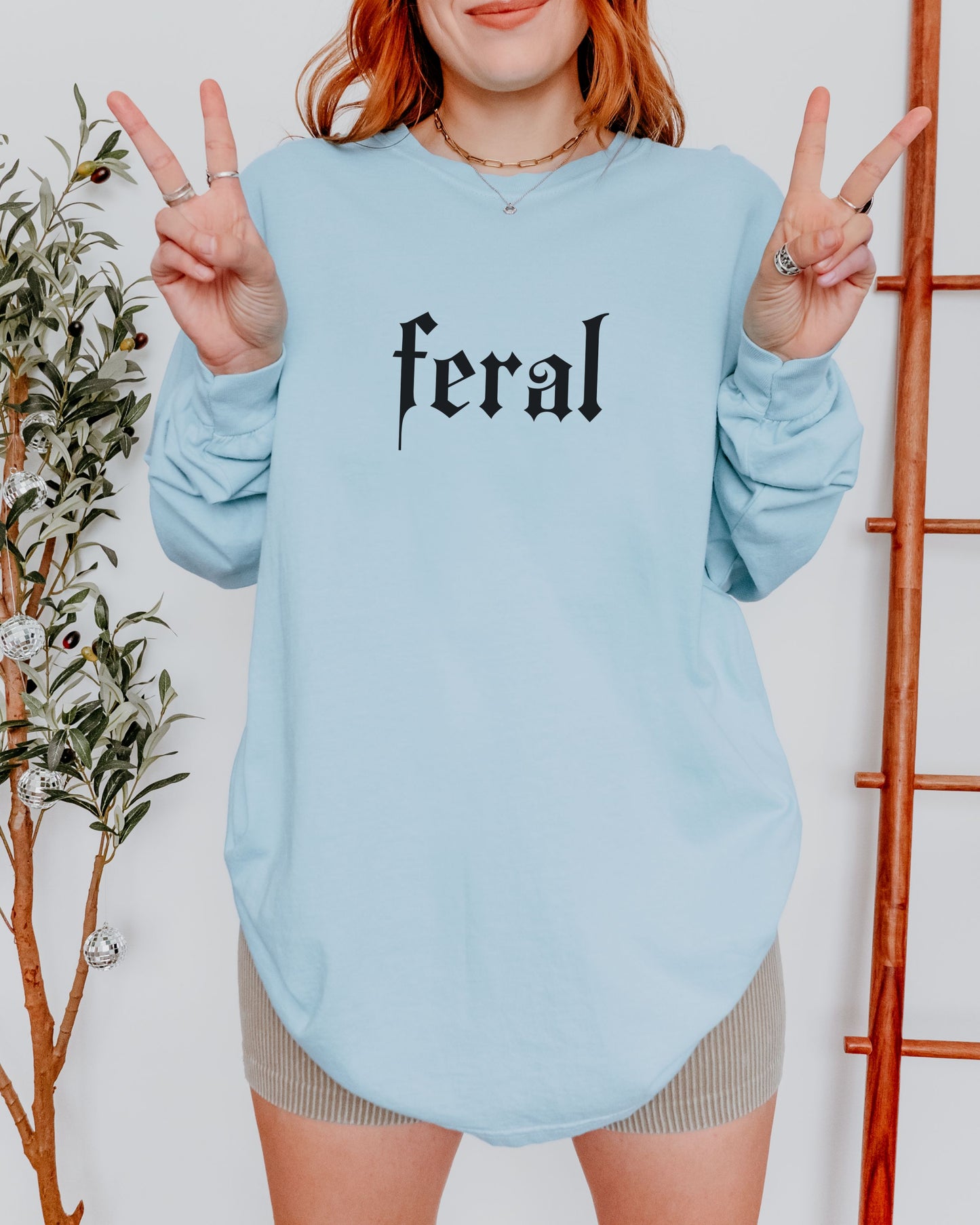 Feral Long Sleeve Shirt – Comfort Colors Gothic Print Tee
