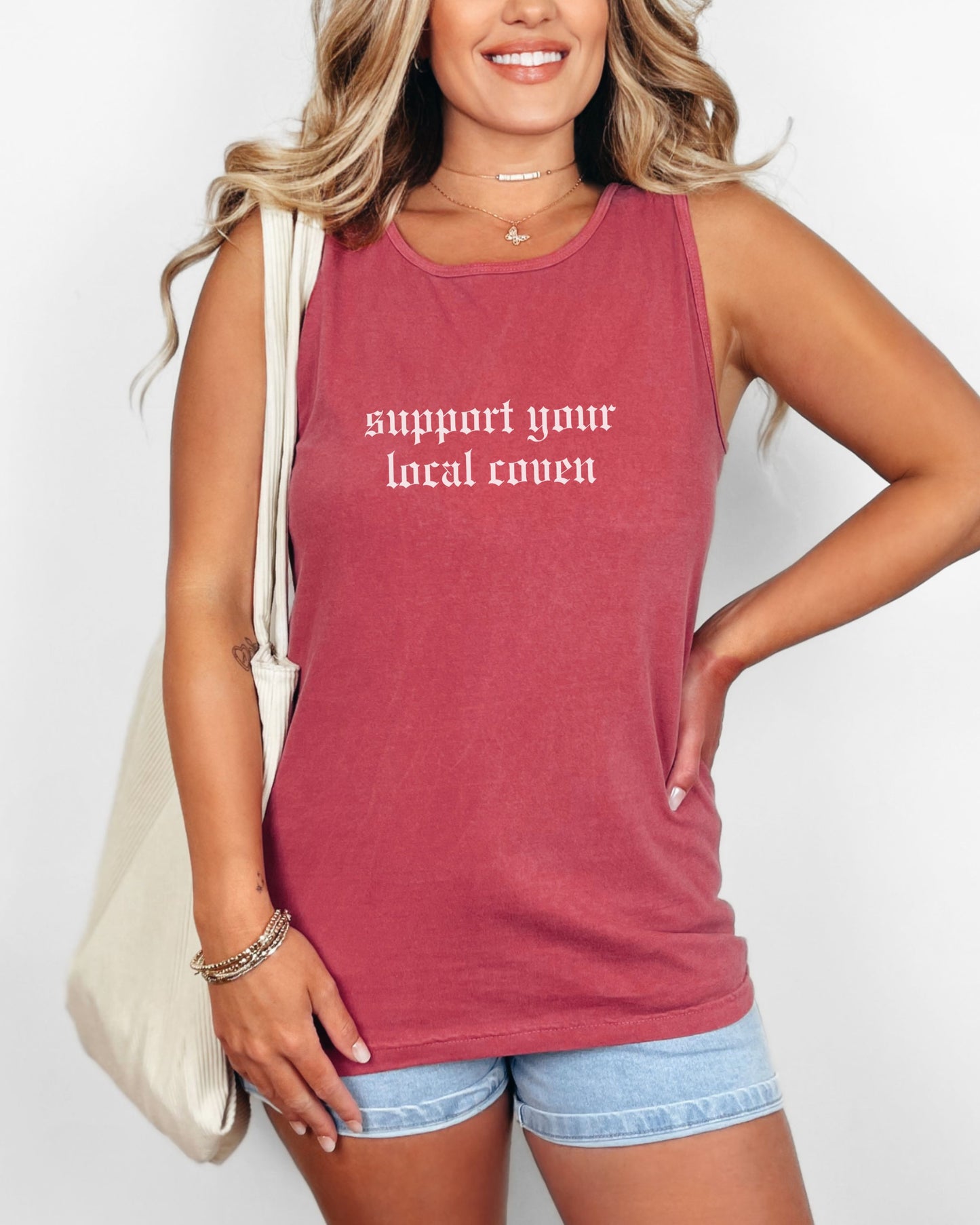 Support Your Local Coven Tank Top – Comfort Colors Gothic Witchy Tee