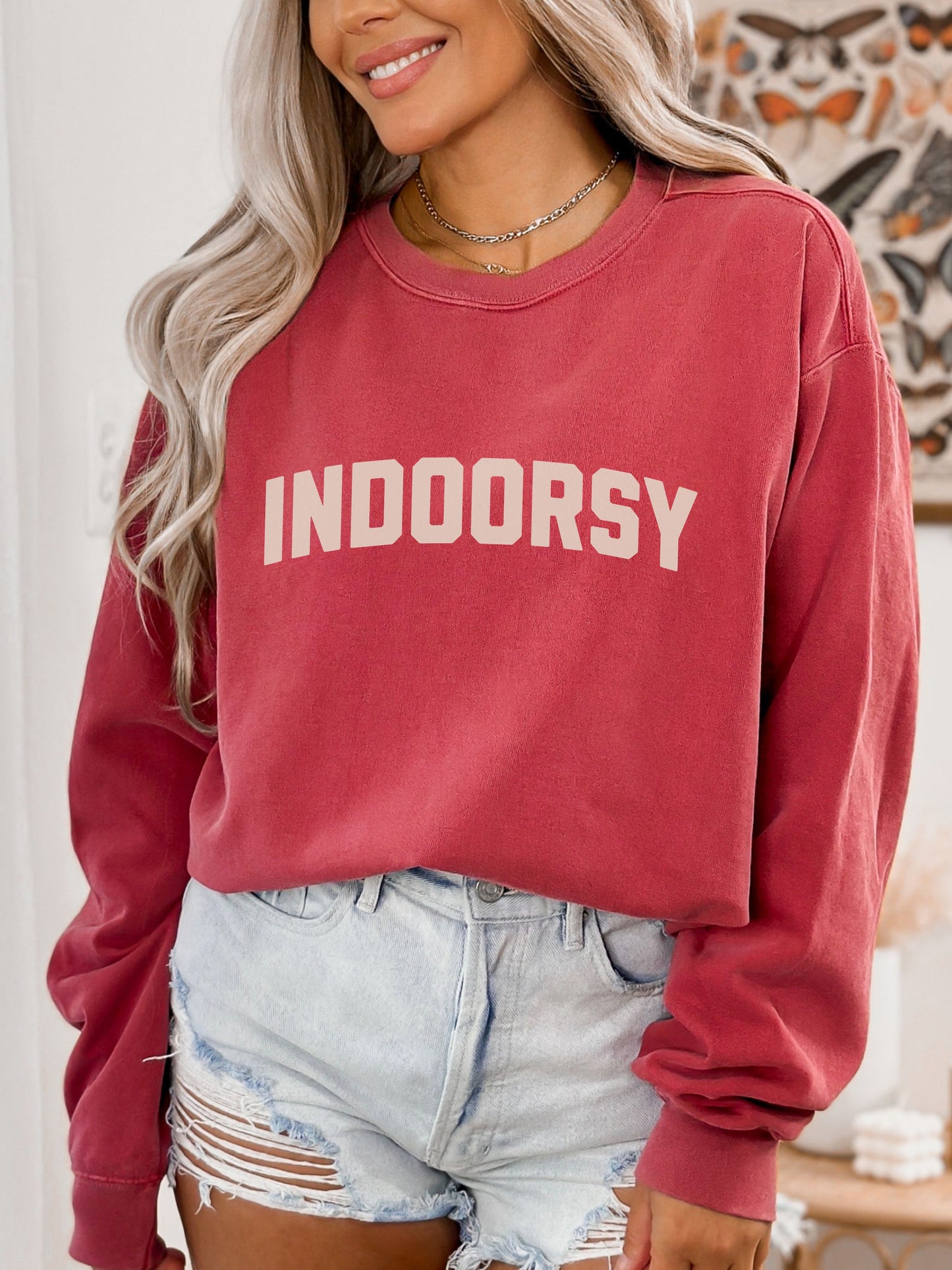 Indoorsy Sweatshirt – Comfort Colors Cozy Sarcastic Crewneck for Introverts and Homebodies