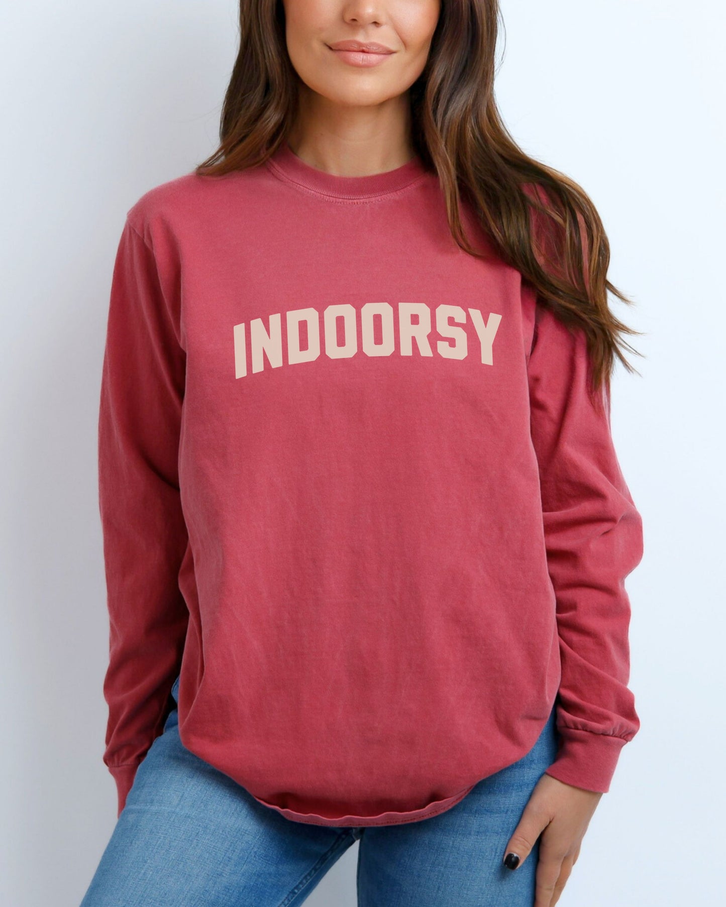 Indoorsy Long Sleeve Shirt – Comfort Colors Cozy Sarcastic Tee for Introverts and Homebodies