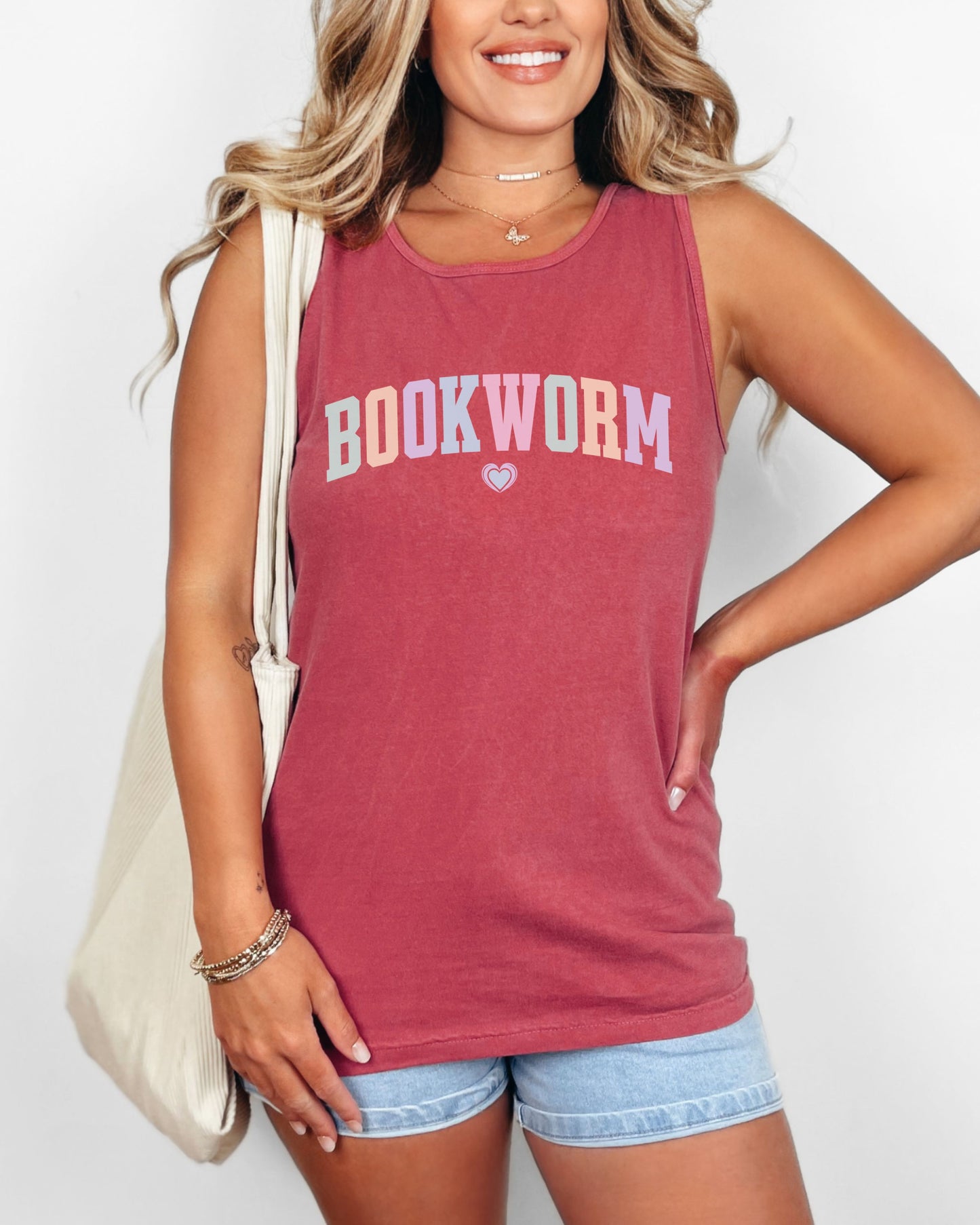 Bookworm Tank Top – Comfort Colors Bookish Pastel Graphic Tee for Readers