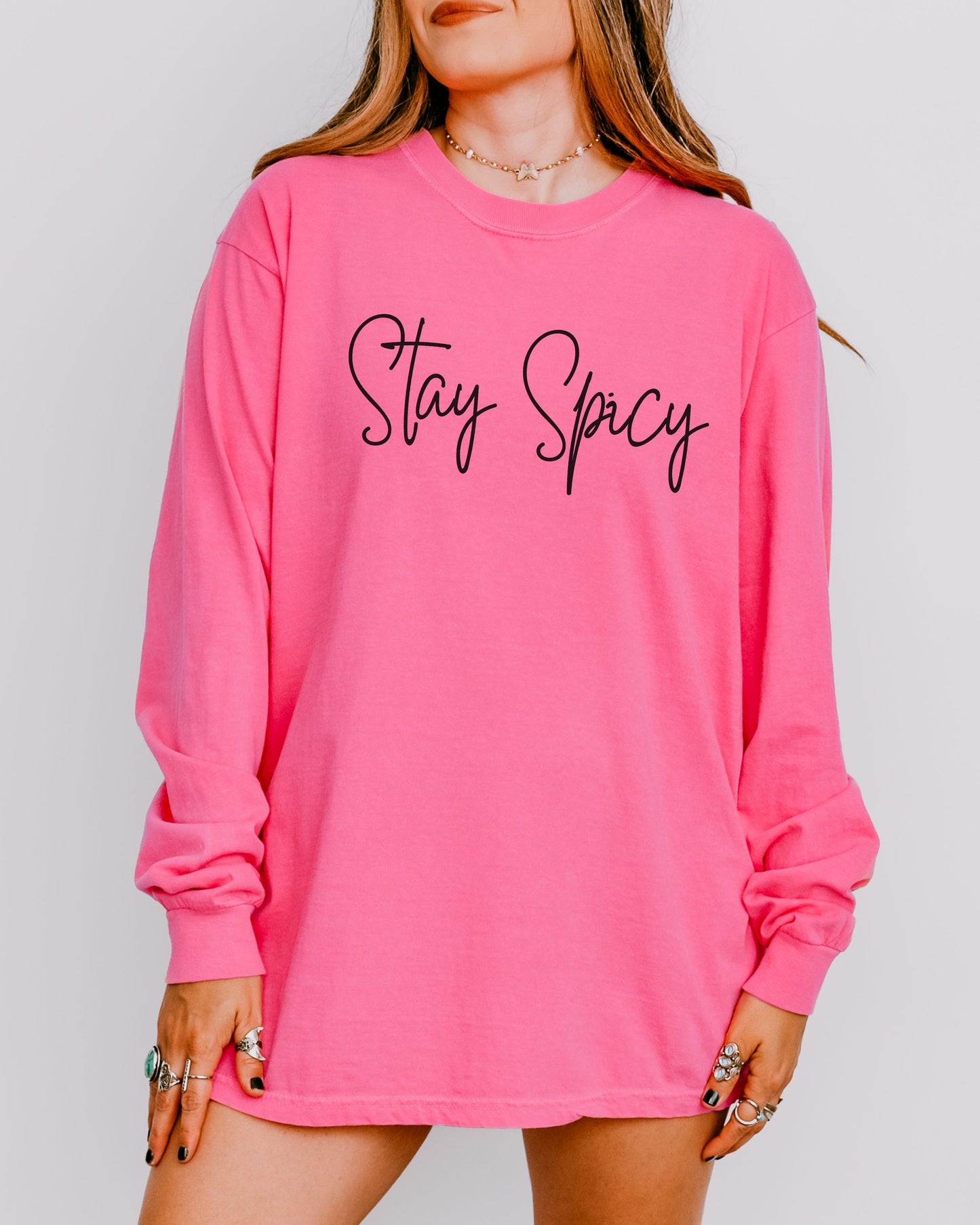 Stay Spicy Comfort Colors Long Sleeve Shirt – Sassy Graphic Tee with Bold Attitude