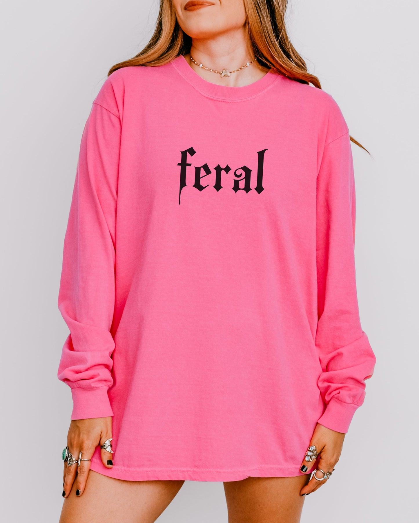 Feral Long Sleeve Shirt – Comfort Colors Gothic Print Tee