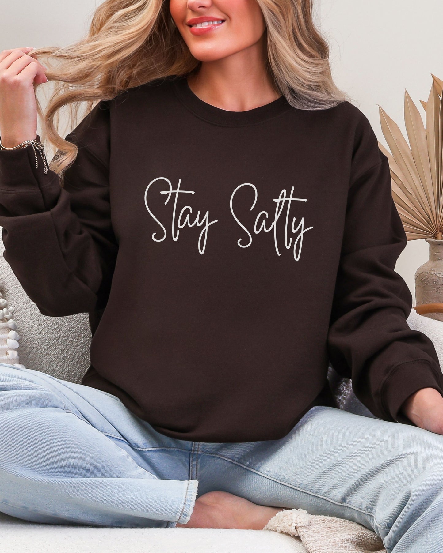 Stay Salty Sweatshirt – Coastal Gildan Crewneck Graphic Pullover
