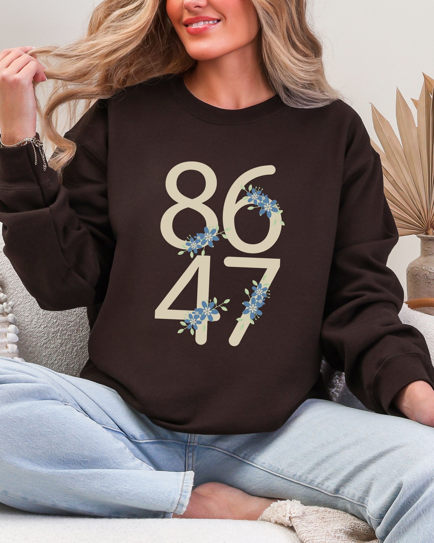 Floral 8647 Sweatshirt – Gildan Minimalist Anti-Trump Political Crewneck