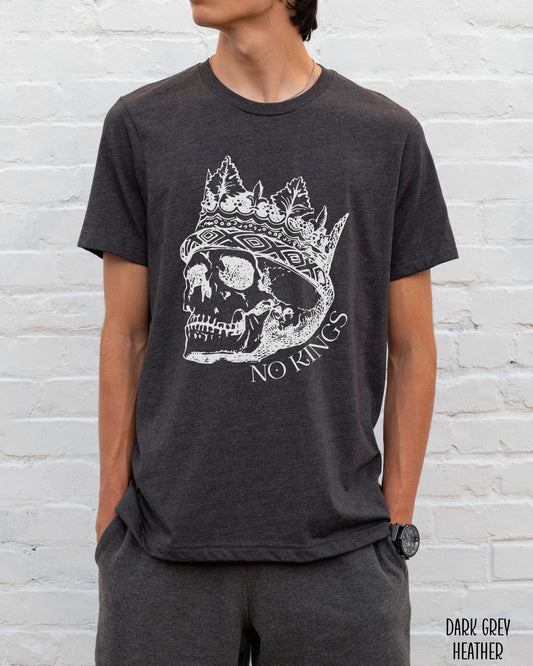 No Kings T-Shirt – Bella + Canvas Skull Crown Political Protest Tee