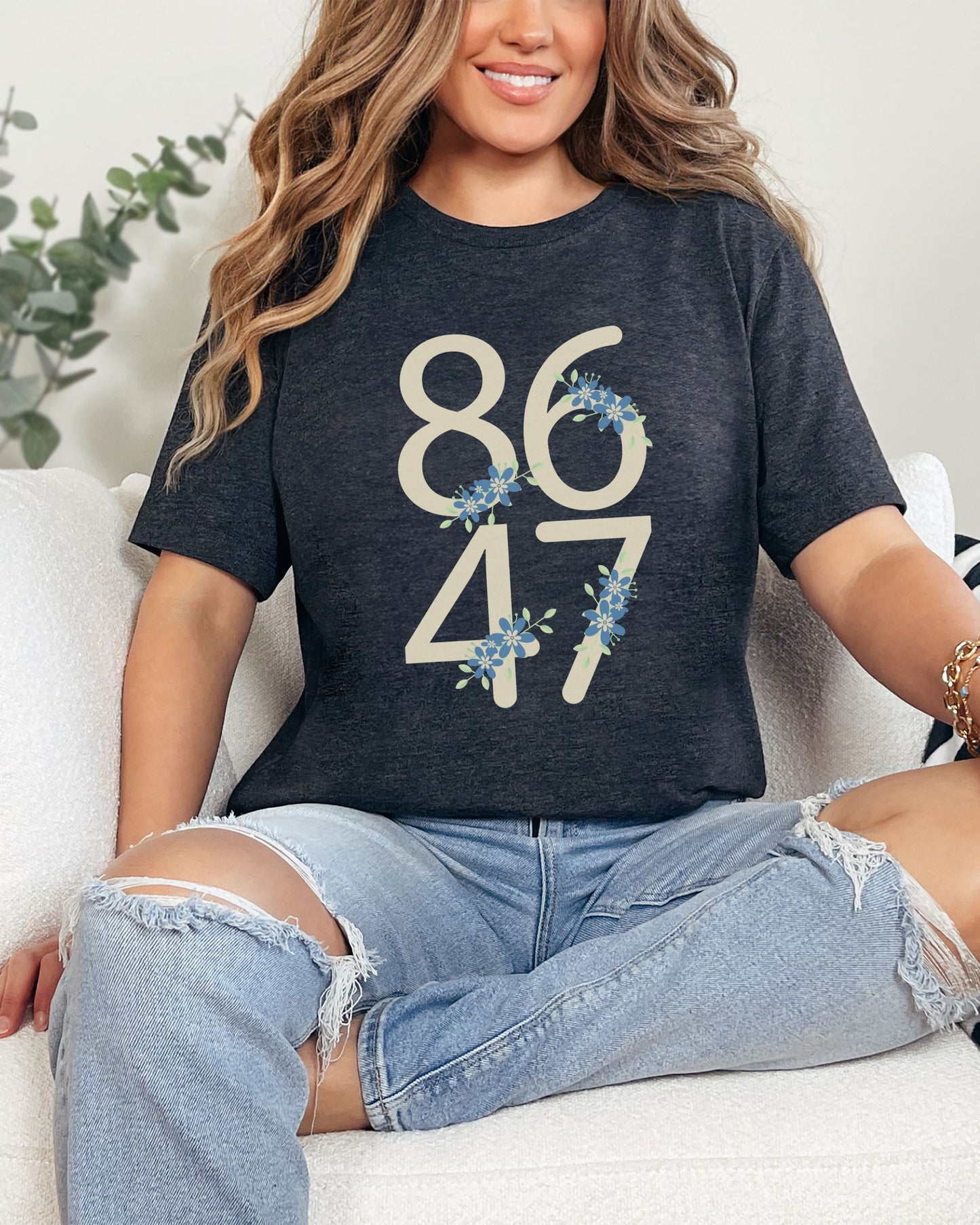 Floral 8647 T-Shirt – Bella + Canvas Minimalist Anti-Trump Political Graphic Tee