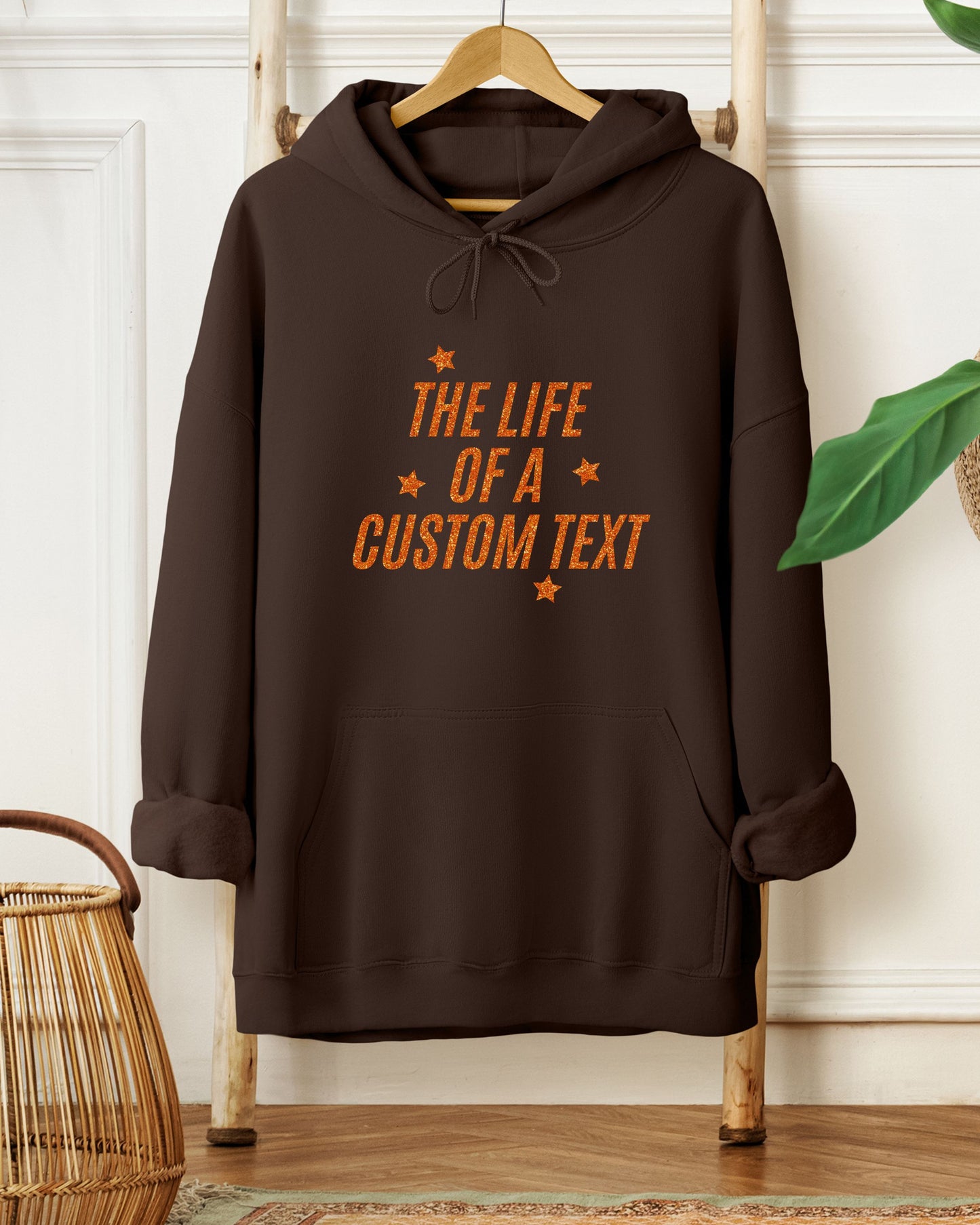 The Life Of A… Custom Hoodie – Gildan Glitter-Effect Printed Personalized Pullover