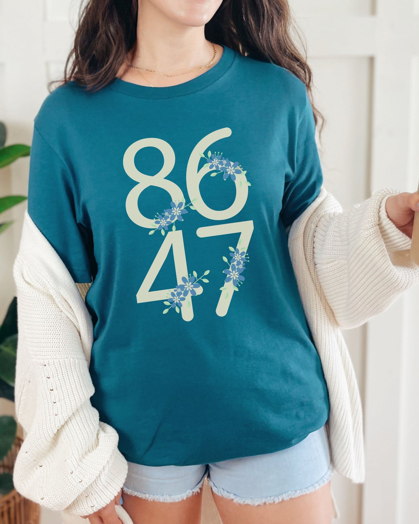 Floral 8647 T-Shirt – Bella + Canvas Minimalist Anti-Trump Political Graphic Tee