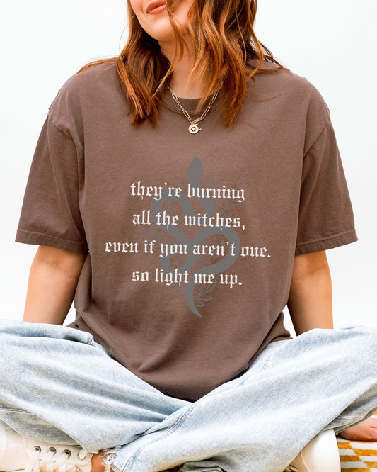 Witchy Vibes T-Shirt – Comfort Colors Witches Burn Gothic Celestial Snake Graphic Tee