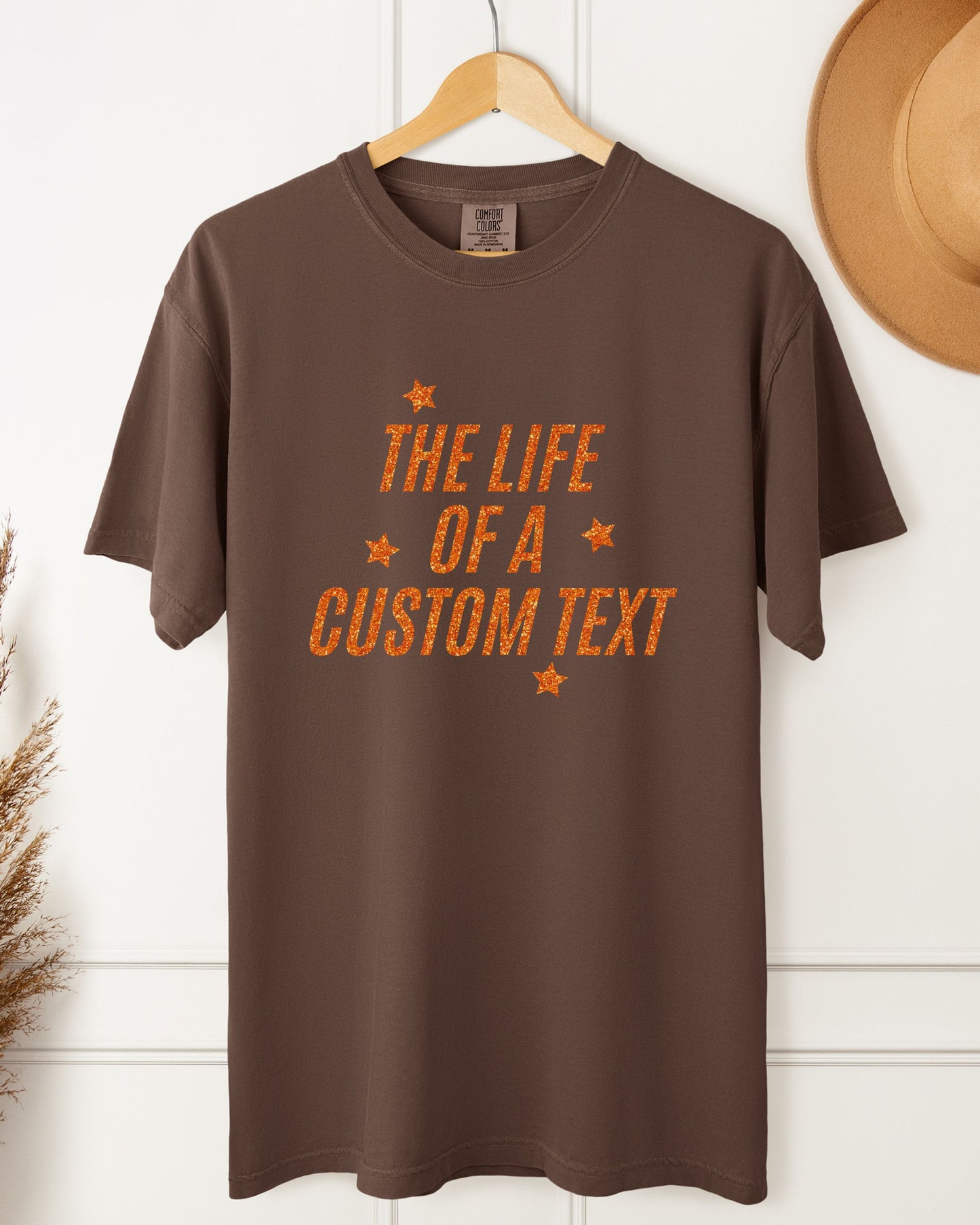 The Life Of A… Custom T-Shirt – Comfort Colors Glitter-Effect Personalized Tee