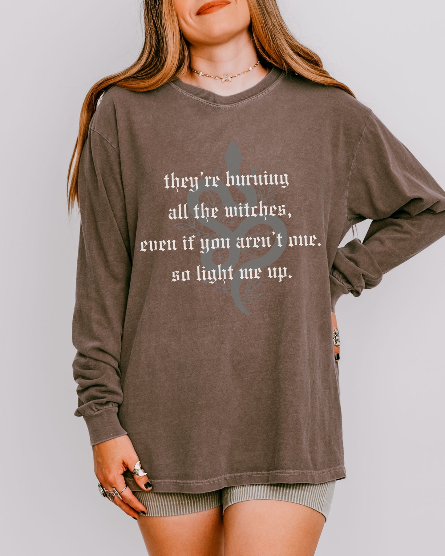 Witchy Vibes Long Sleeve Shirt – Comfort Colors Gothic Celestial Snake Tee