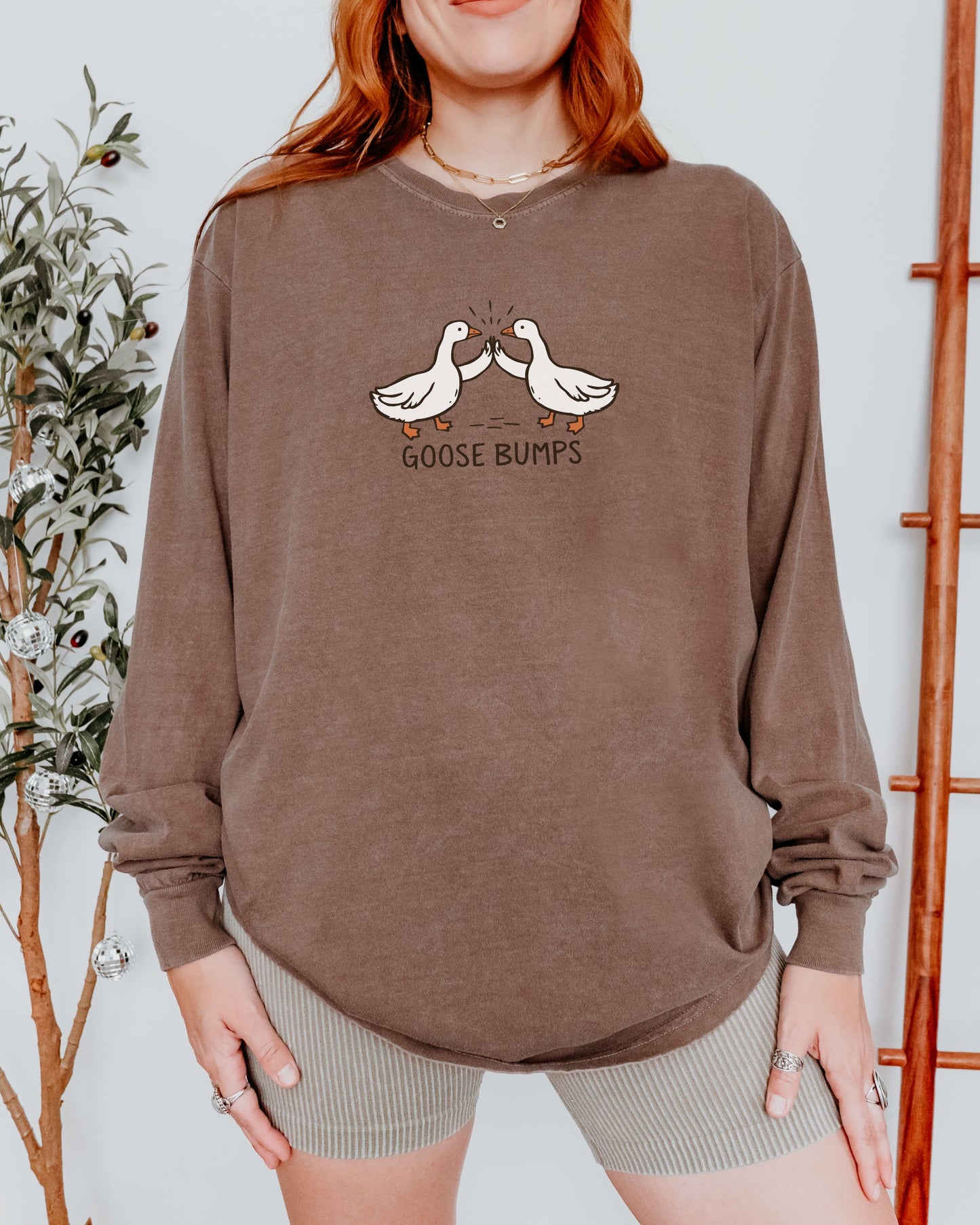 Goose Bumps Long Sleeve Shirt – Comfort Colors Funny Goose Wing Bump Tee
