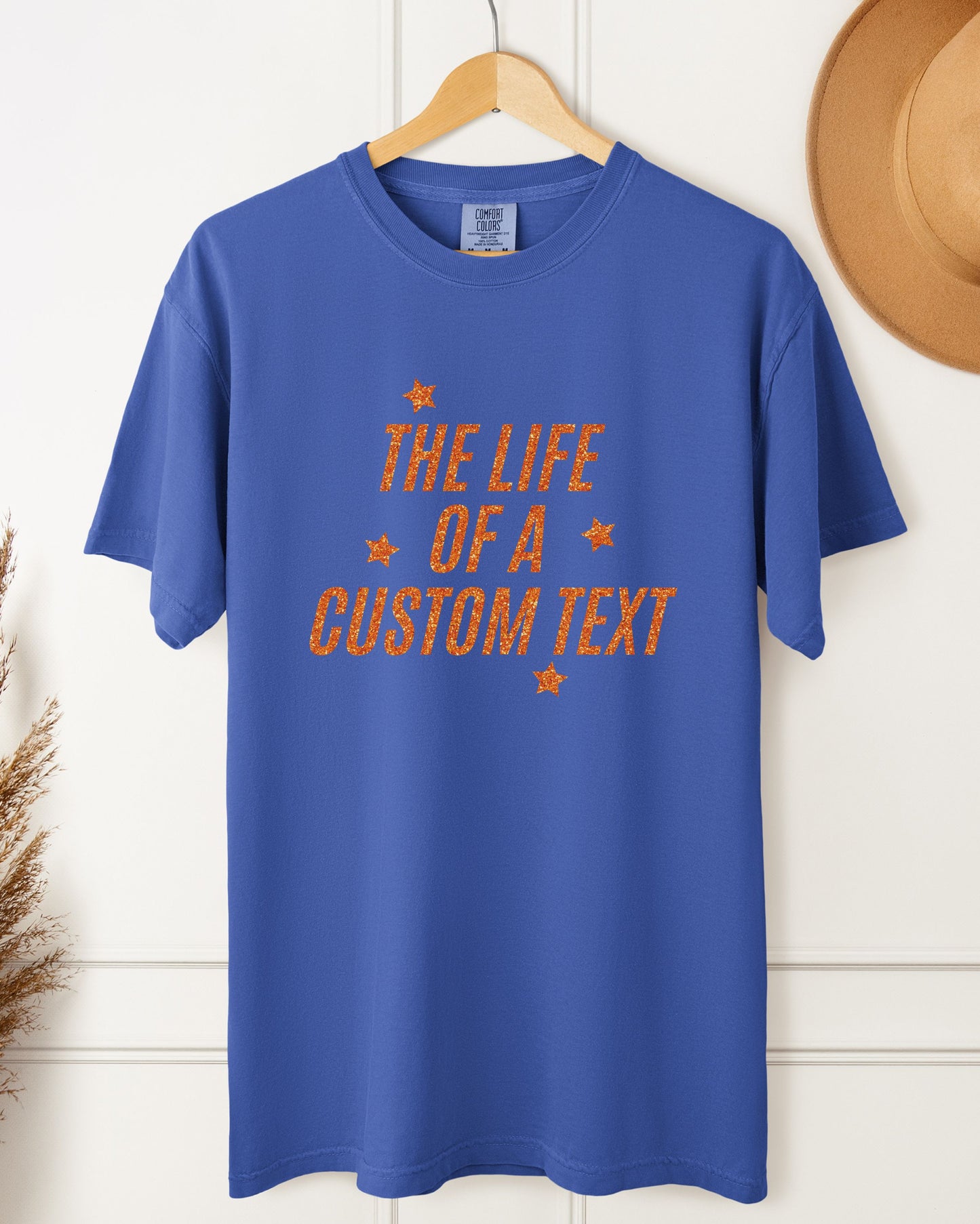 The Life Of A… Custom T-Shirt – Comfort Colors Glitter-Effect Personalized Tee