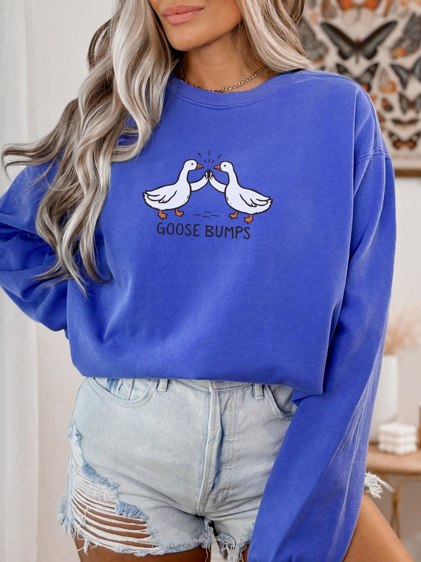 Goosebumps Sweatshirt – Comfort Colors Funny Goose Wing Bump Crewneck
