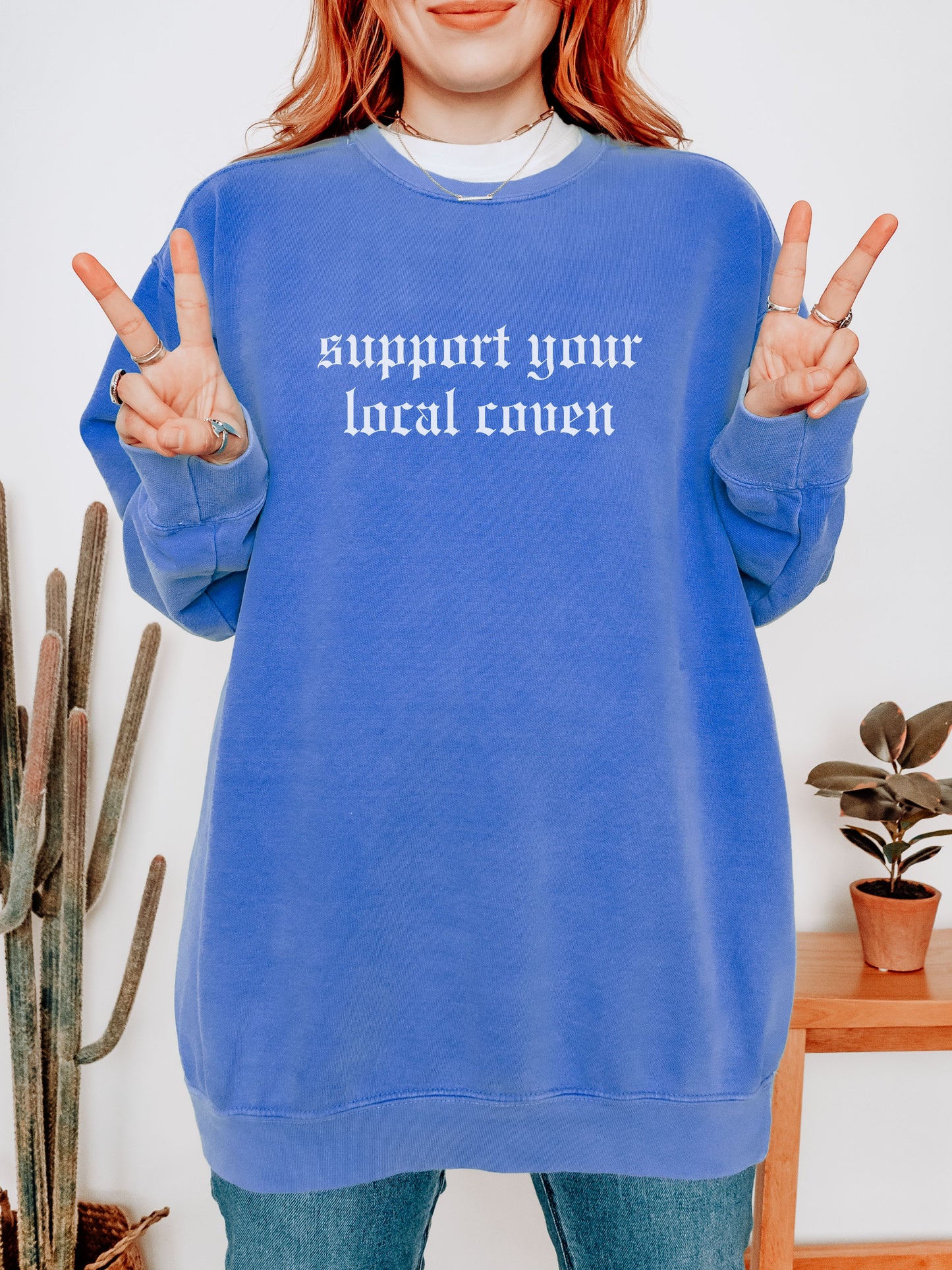 Support Your Local Coven Sweatshirt – Comfort Colors Gothic Witchy Crewneck