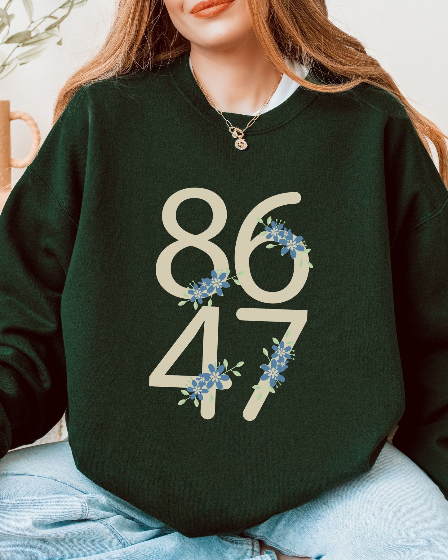 Floral 8647 Sweatshirt – Gildan Minimalist Anti-Trump Political Crewneck