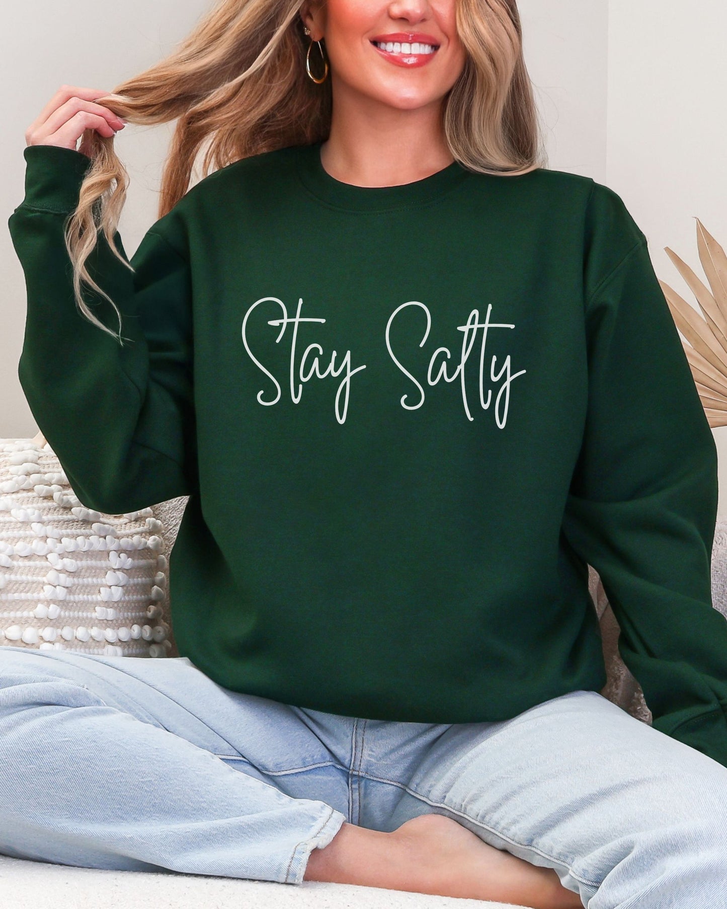Stay Salty Sweatshirt – Coastal Gildan Crewneck Graphic Pullover