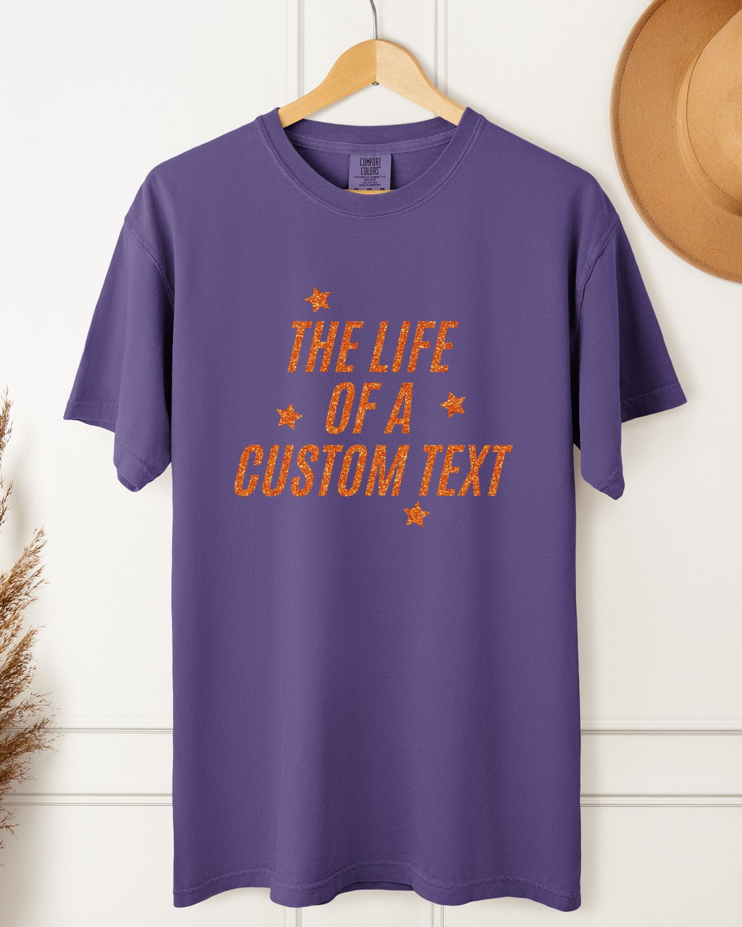 The Life Of A… Custom T-Shirt – Comfort Colors Glitter-Effect Personalized Tee