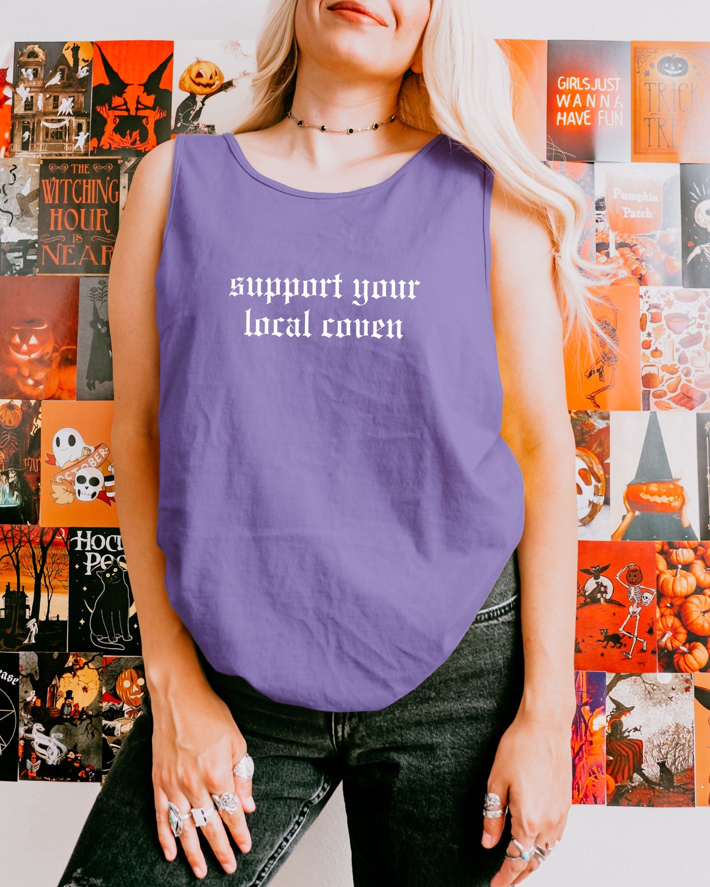 Support Your Local Coven Tank Top – Comfort Colors Gothic Witchy Tee