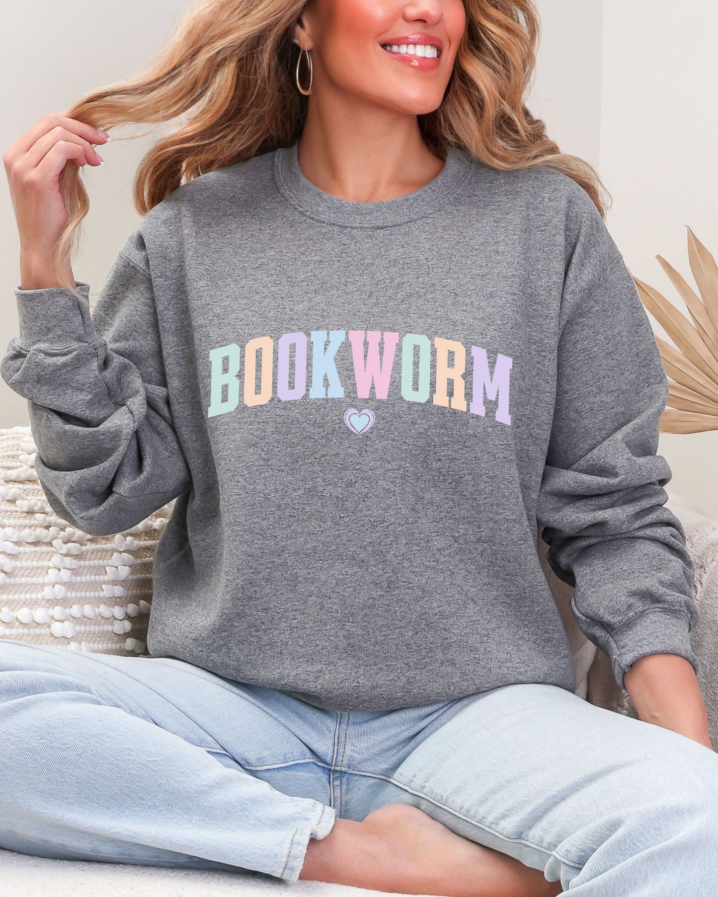 Bookworm Sweatshirt – Cozy Bookish Pastel Graphic Crewneck for Readers