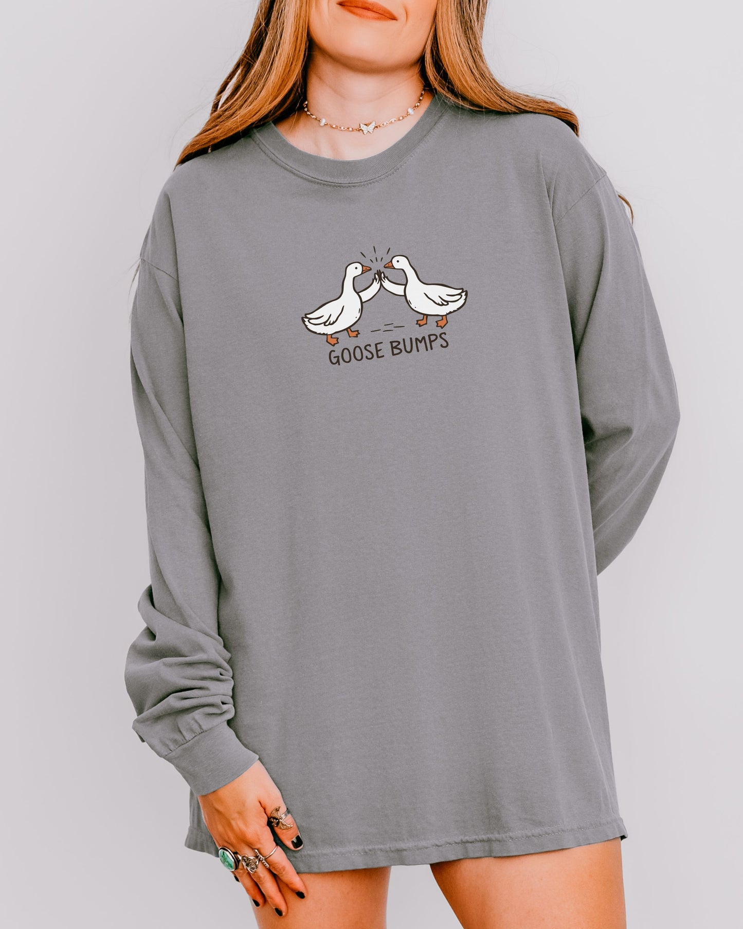 Goose Bumps Long Sleeve Shirt – Comfort Colors Funny Goose Wing Bump Tee