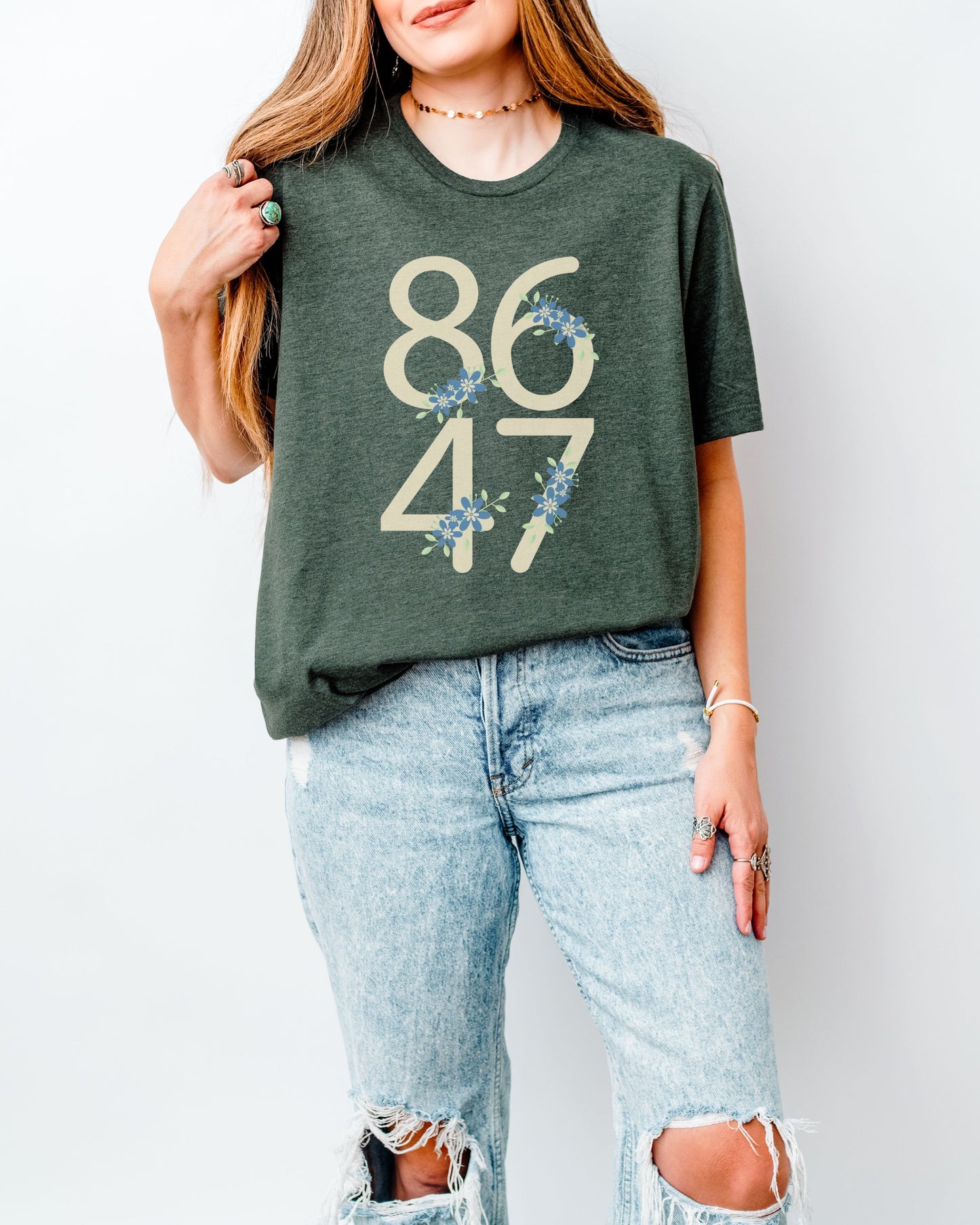 Floral 8647 T-Shirt – Bella + Canvas Minimalist Anti-Trump Political Graphic Tee