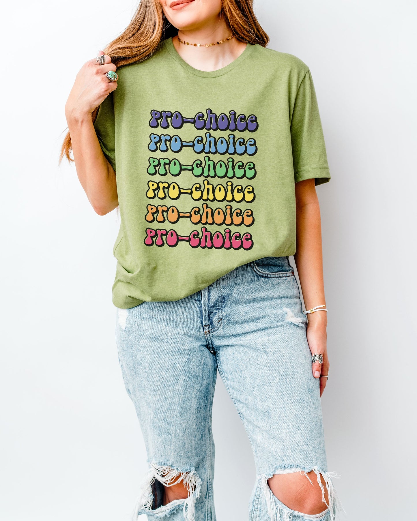 Pro-Choice T-Shirt – Bella + Canvas Retro Rainbow Graphic Tee