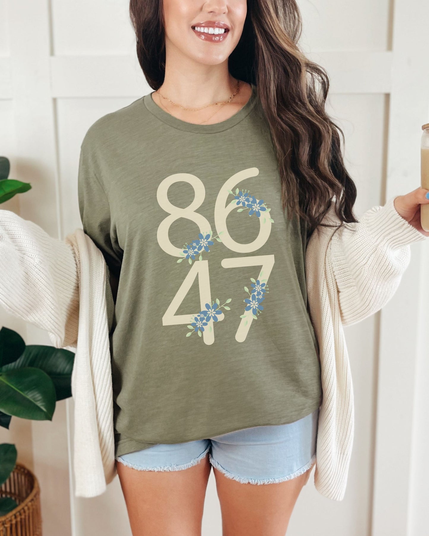 Floral 8647 T-Shirt – Bella + Canvas Minimalist Anti-Trump Political Graphic Tee