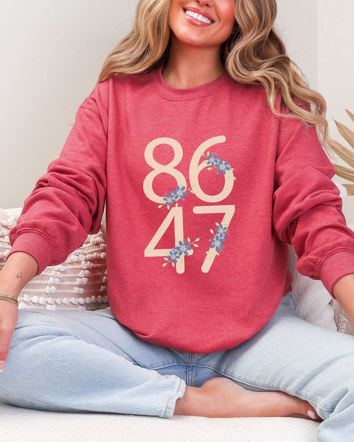Floral 8647 Sweatshirt – Gildan Minimalist Anti-Trump Political Crewneck