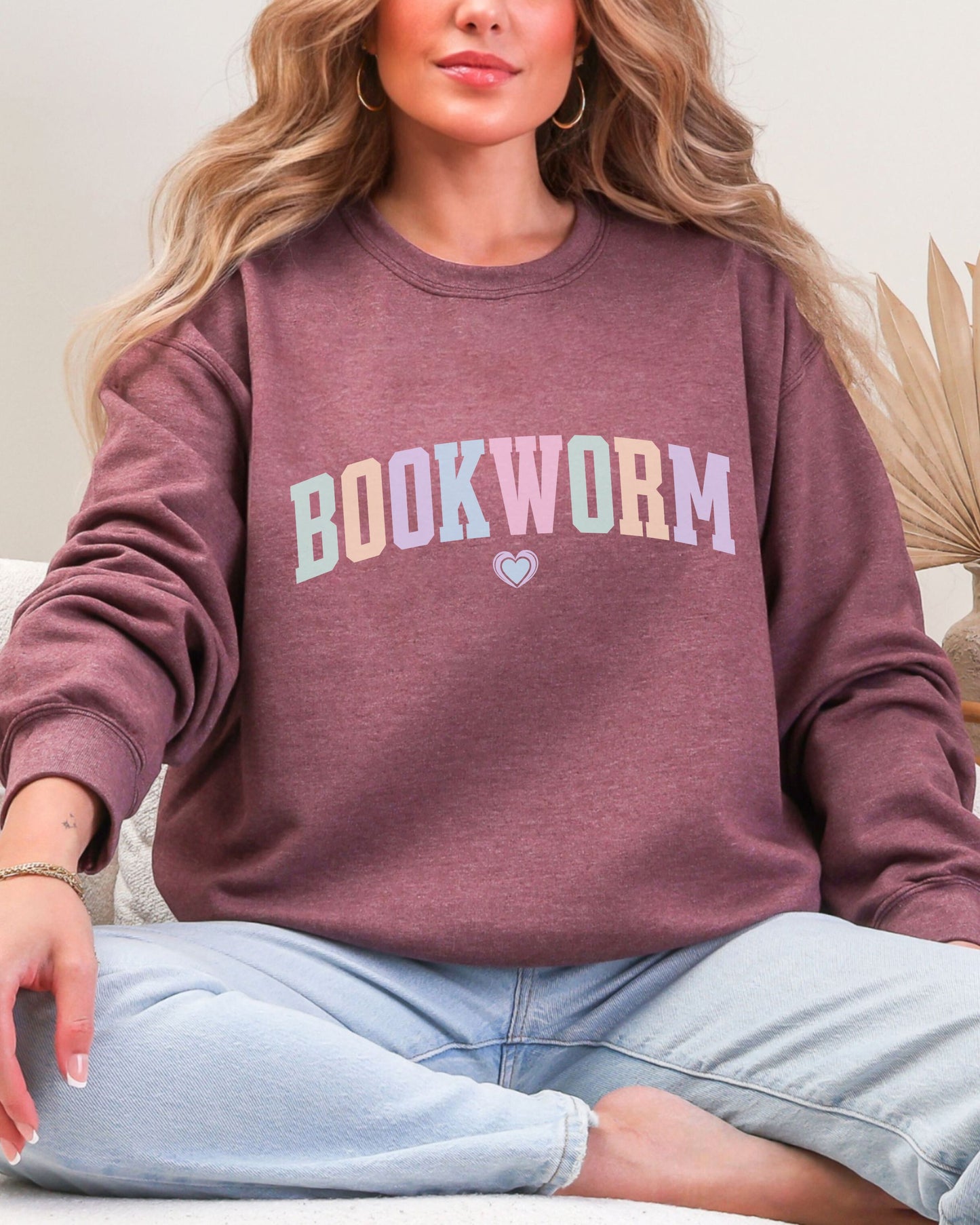 Bookworm Sweatshirt – Cozy Bookish Pastel Graphic Crewneck for Readers