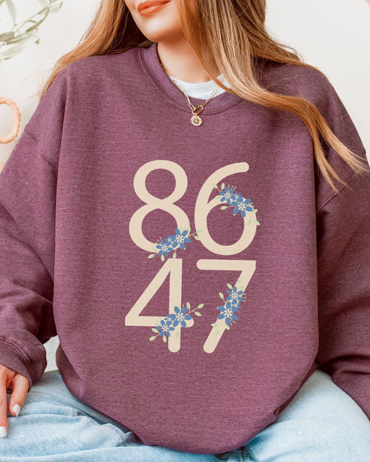 Floral 8647 Sweatshirt – Gildan Minimalist Anti-Trump Political Crewneck