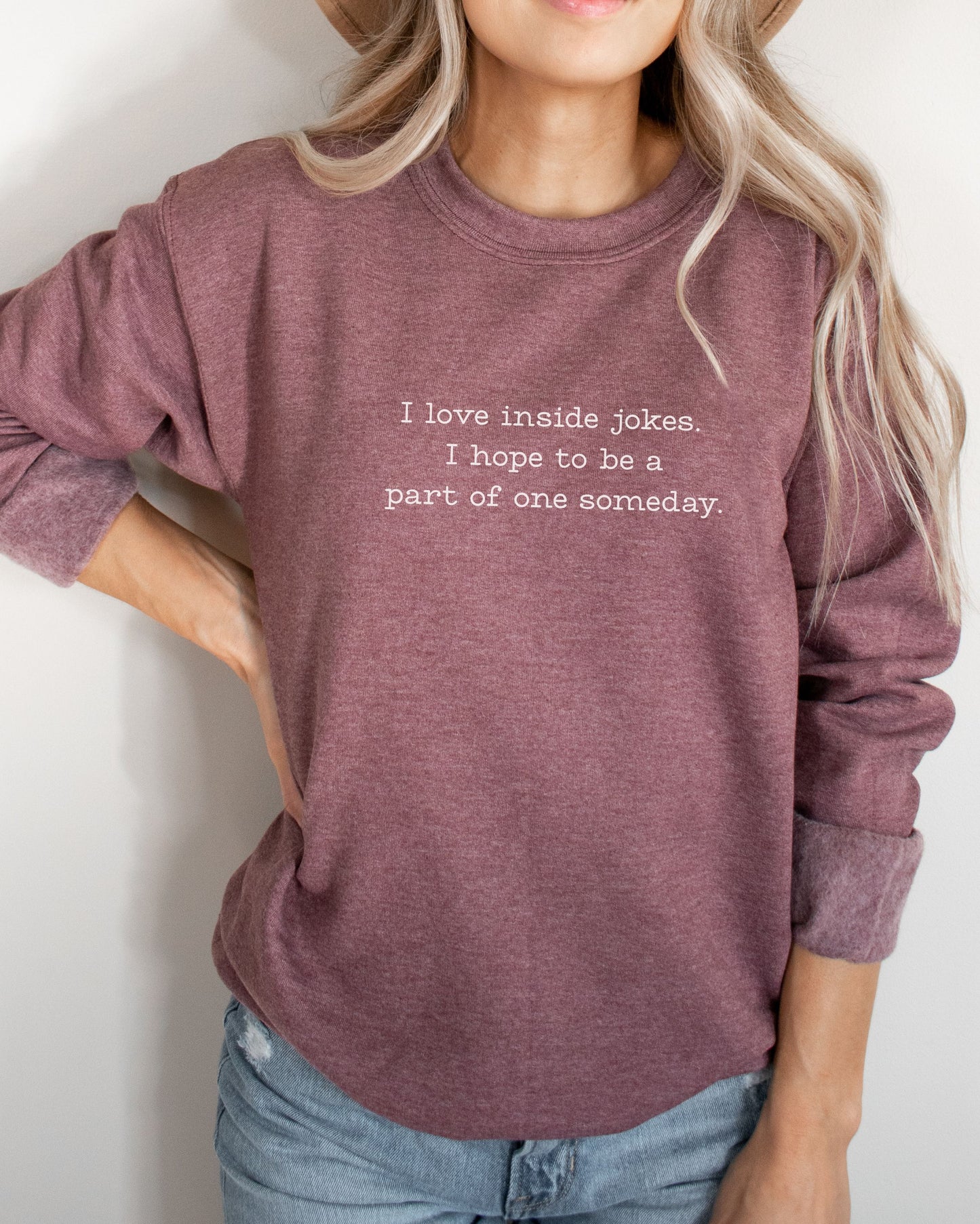 I Love Inside Jokes Sweatshirt – Gildan Office Humor Graphic Crewneck