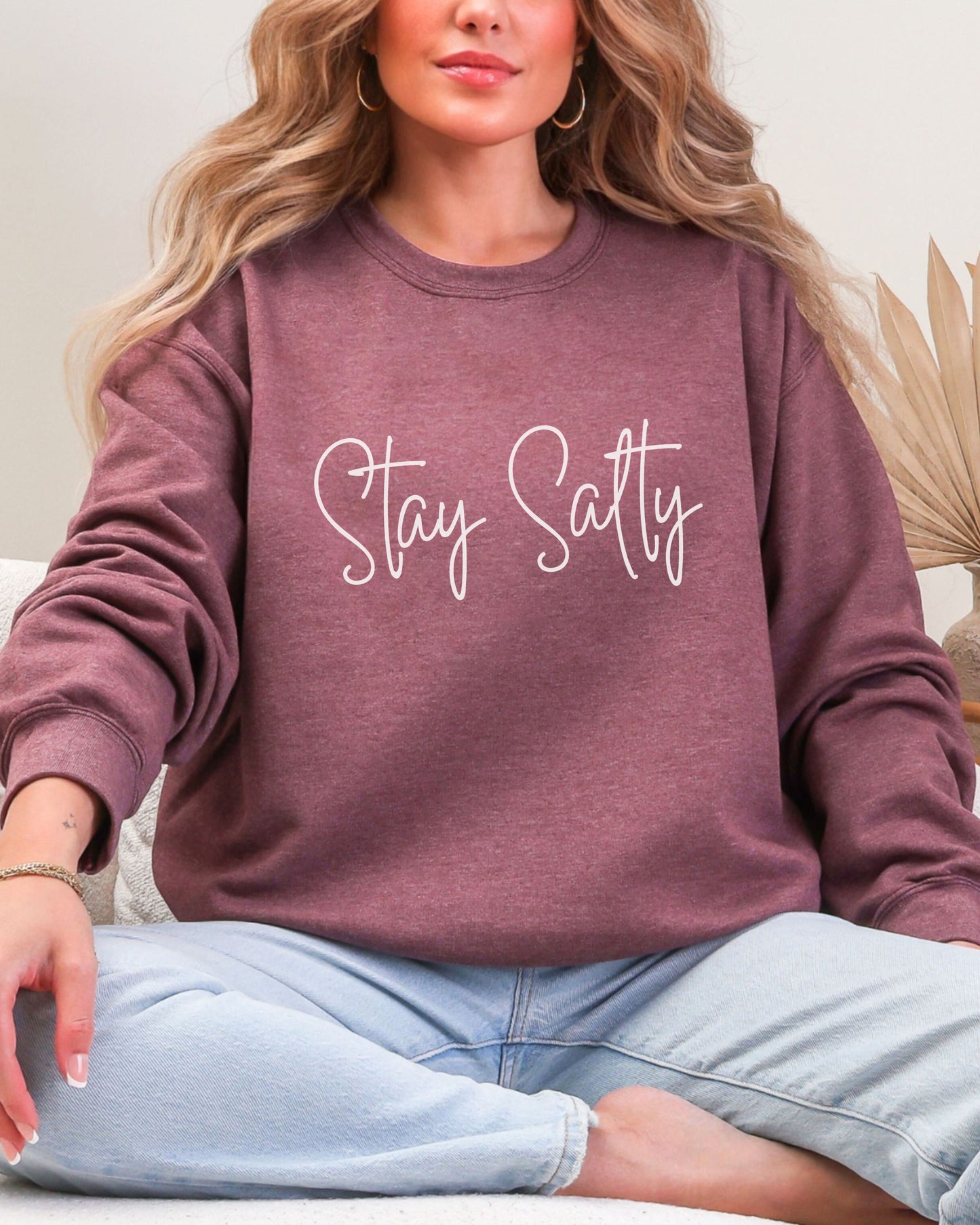 Stay Salty Sweatshirt – Coastal Gildan Crewneck Graphic Pullover