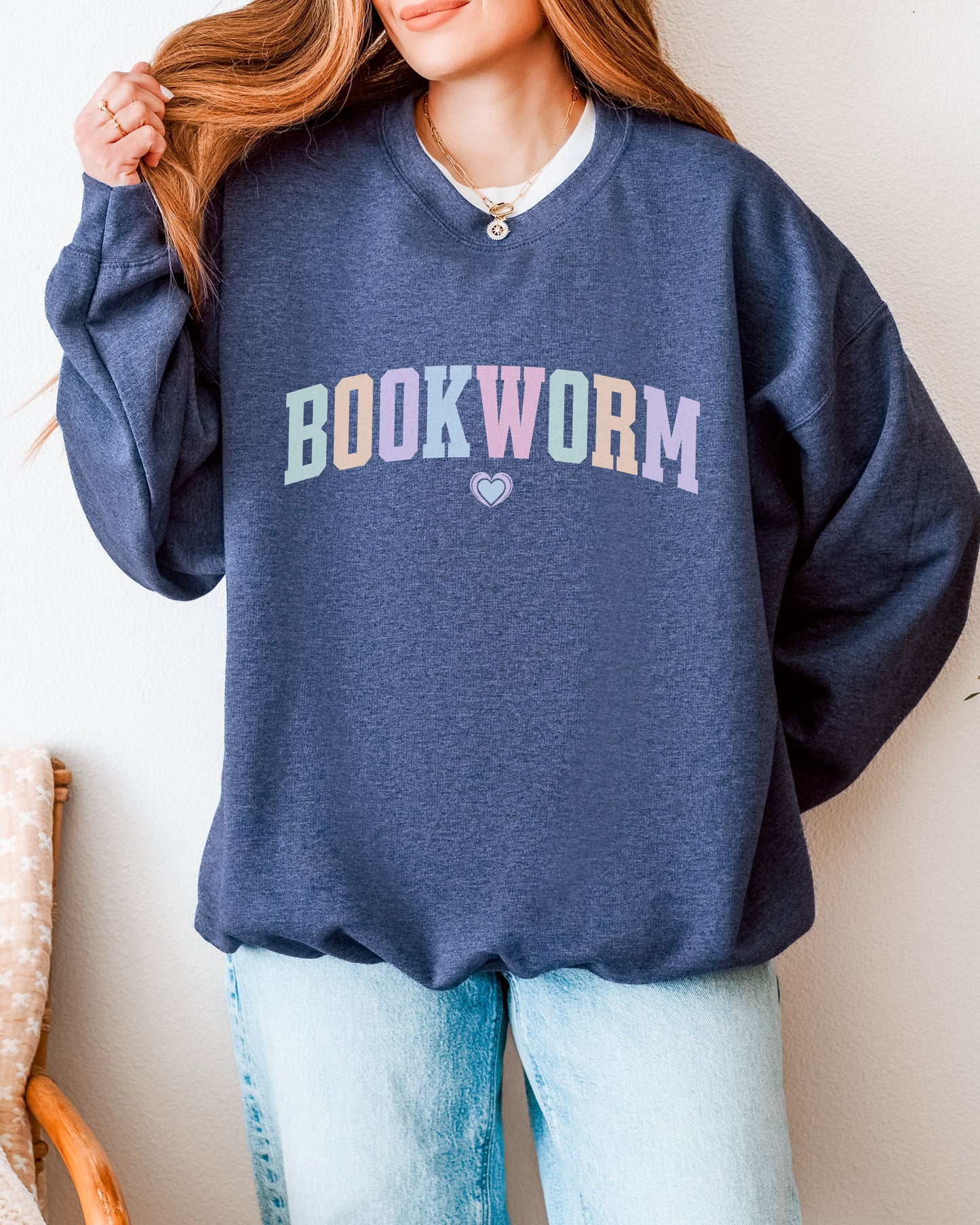 Bookworm Sweatshirt – Cozy Bookish Pastel Graphic Crewneck for Readers