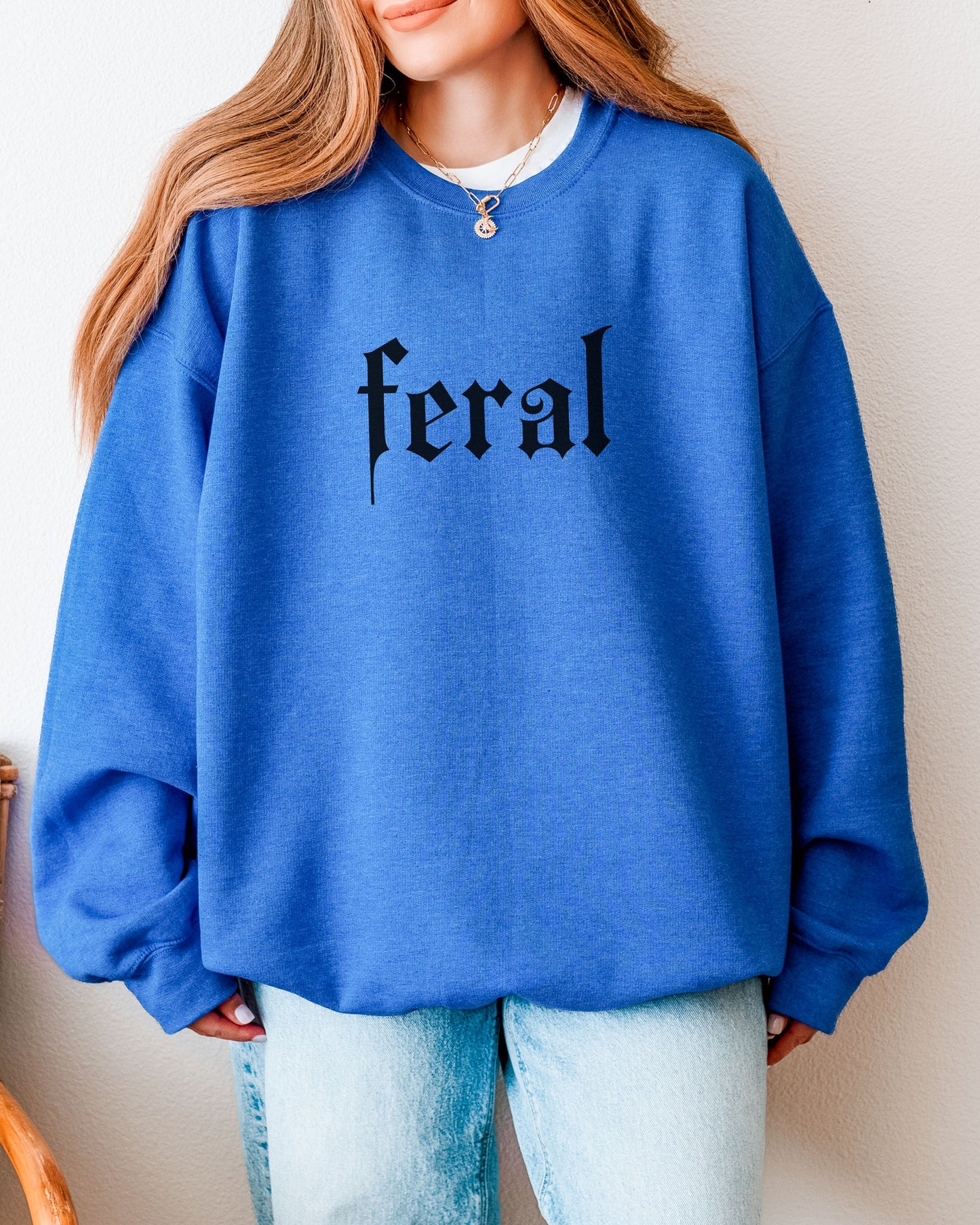 Feral Sweatshirt – Gildan Gothic Print Sarcastic Crewneck