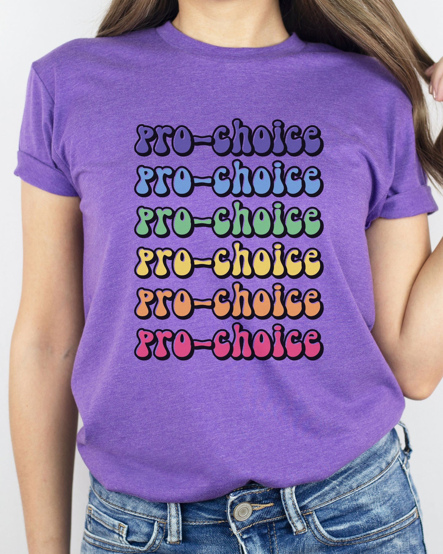 Pro-Choice T-Shirt – Bella + Canvas Retro Rainbow Graphic Tee