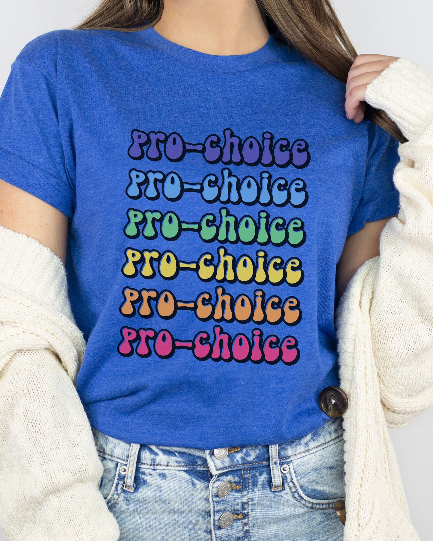 Pro-Choice T-Shirt – Bella + Canvas Retro Rainbow Graphic Tee