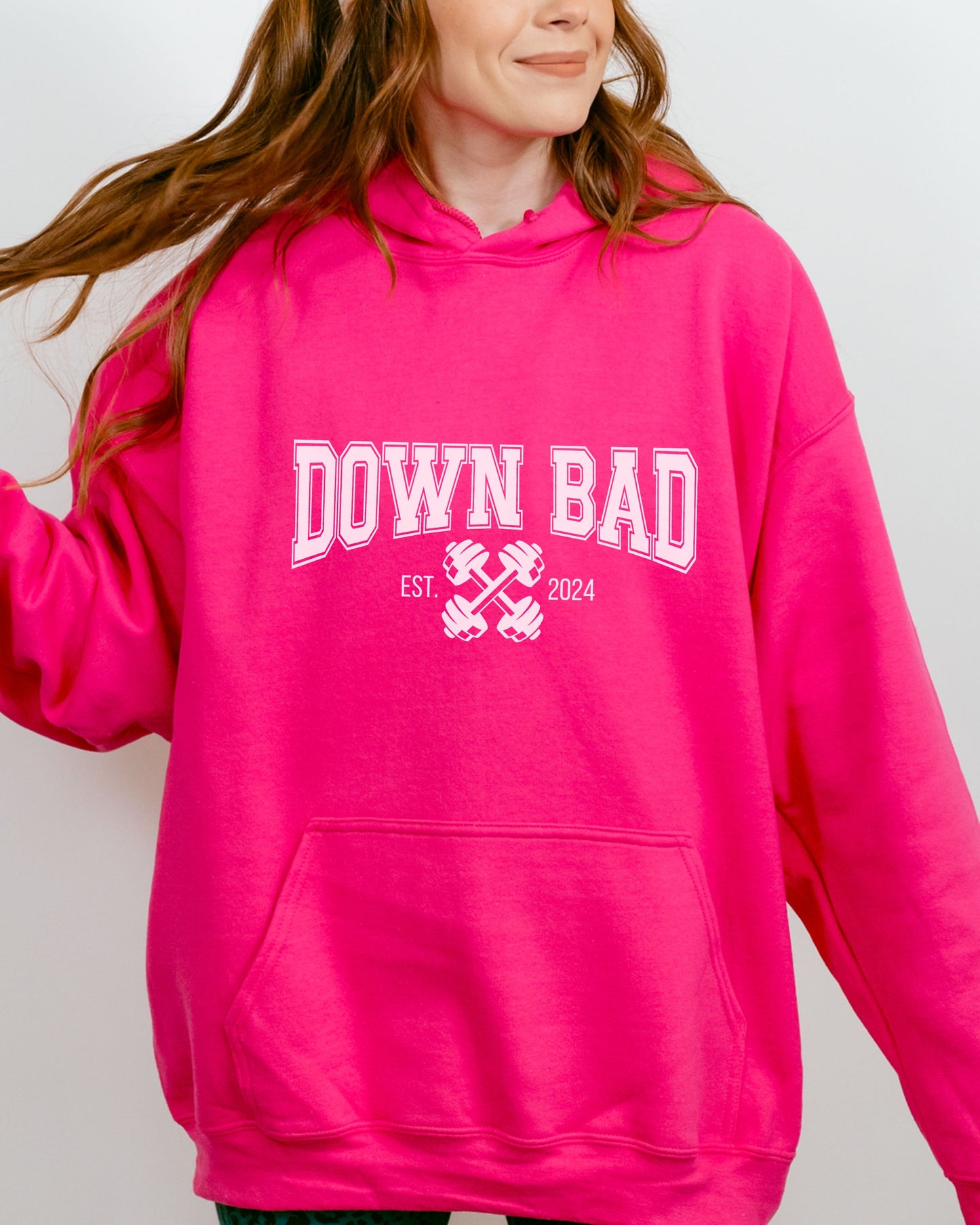 Down Bad Hoodie – Gildan Sweatshirt Workout Graphic Pullover with Weights