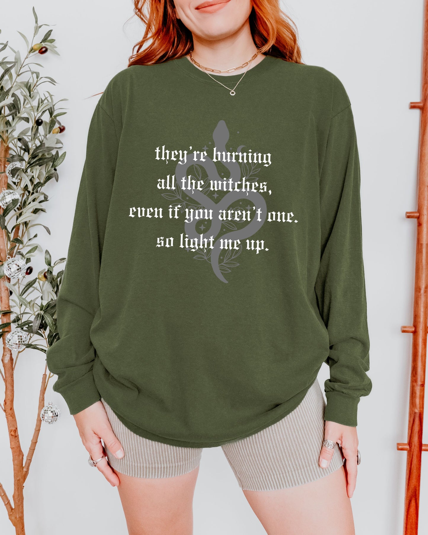 Witchy Vibes Long Sleeve Shirt – Comfort Colors Gothic Celestial Snake Tee